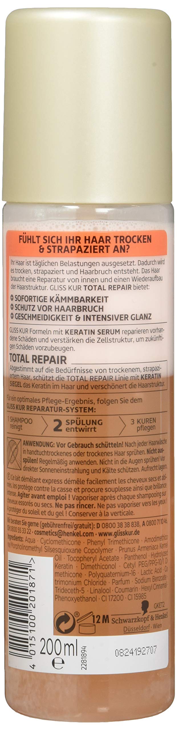 Schwarzkopf Gliss Kur Express Repair Conditioner Total Repair 6-Pack (6 x 200 ml), 33.33 ml (Pack of 6) - Image 2