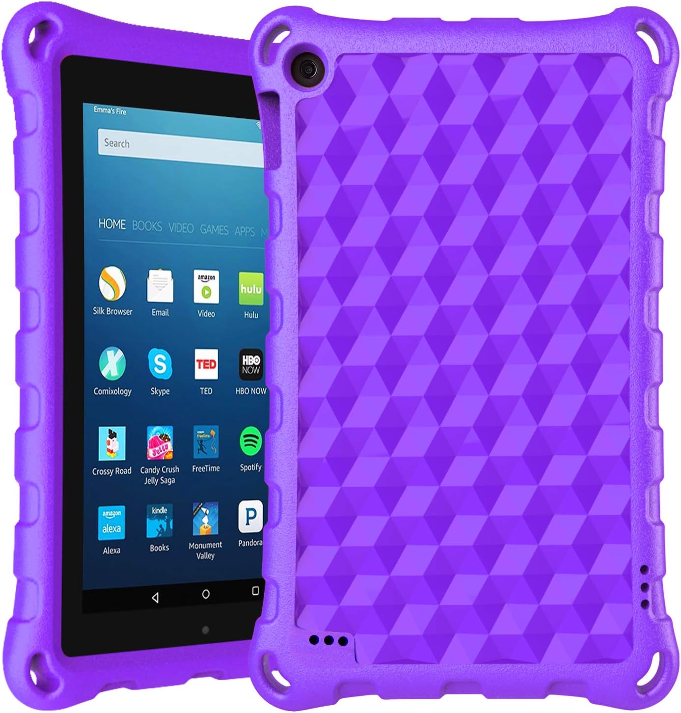 2019 7 inch Tablet Case-DiHines Light-Weight Kids-Proof Protective Case Cover for 7 inch Tablet (Compatible with 2019&2017&2015 Release) (Purple)