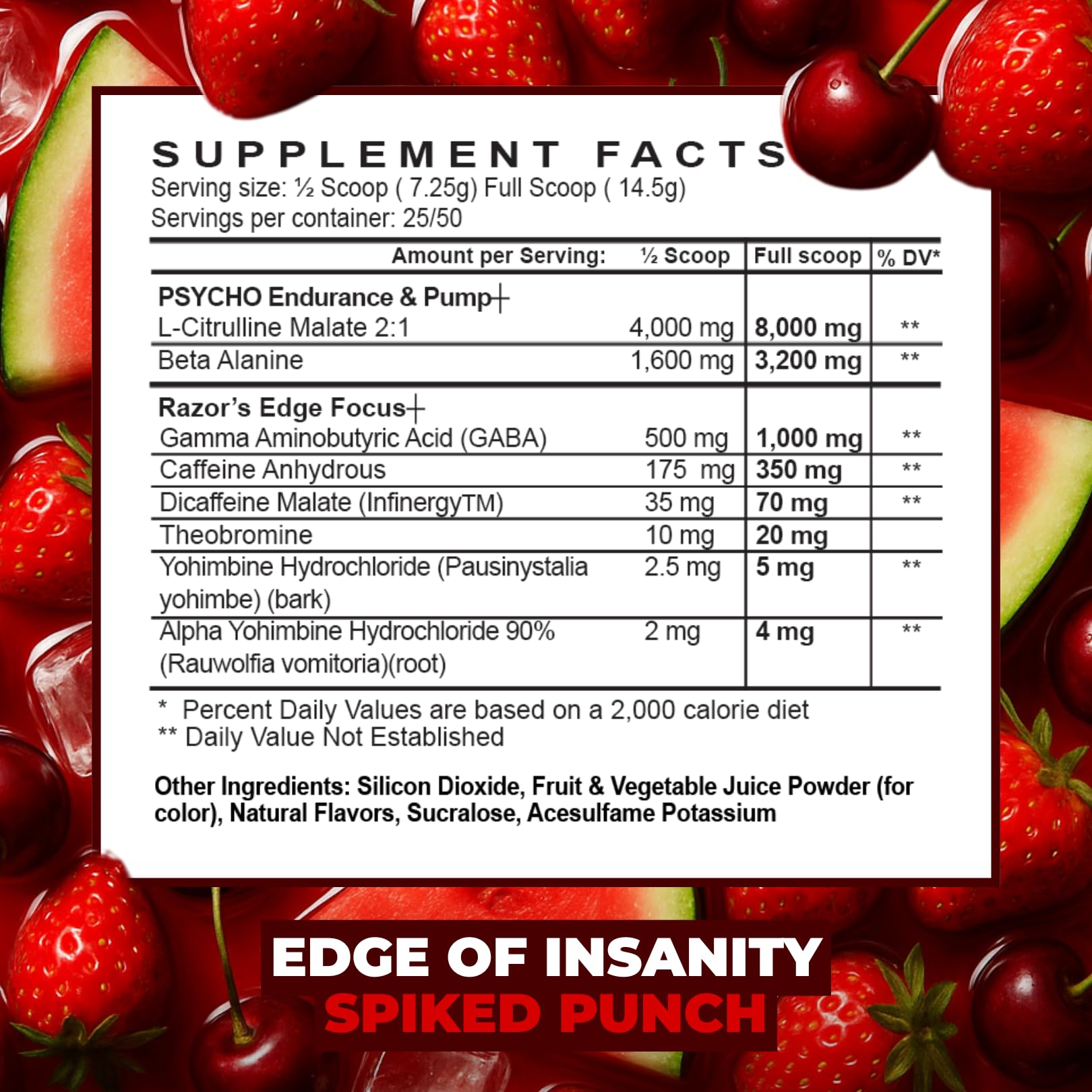 Psycho Pharma Edge of Insanity High-Stim Pre-Workout Powder – Intense Energy, Focus, Strength and Muscle Pumps – Advanced Pre Workout Supplement (Spiked Punch) — Amazon image 4