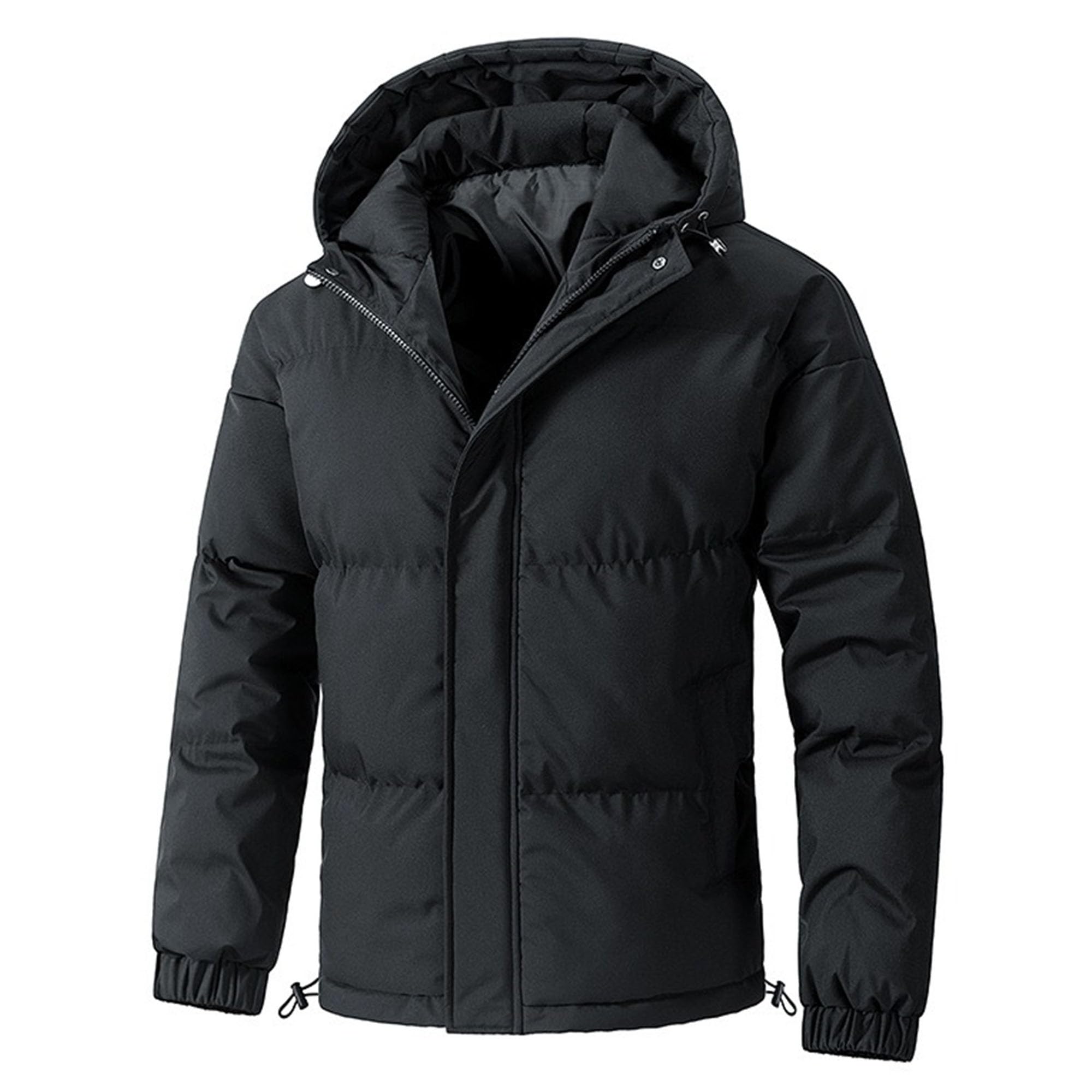 Chaqueta de plumón gruesa y cálida con capucha para hombre, con cremallera, abrigo con capucha para hombre, chaqueta acolchada de invierno para hombre