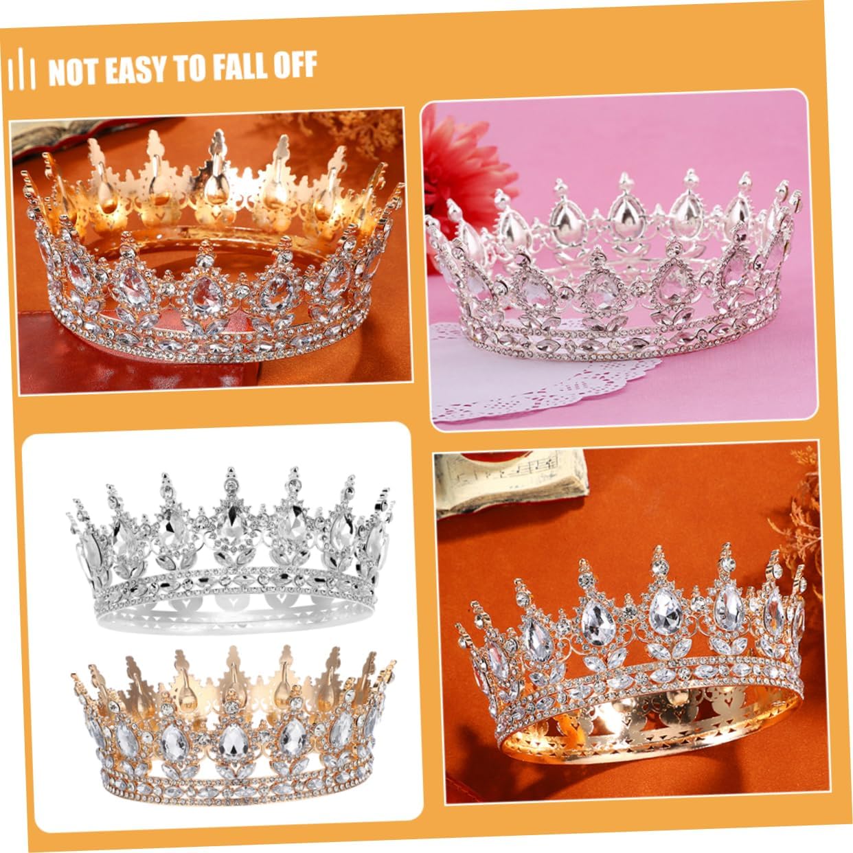 Ciieeo 2Pcs Retro Rhinestone Headpiece for Weddings Birthday Parties and Pageants Lightweight Bridal Crowns for Elegant Celebrations