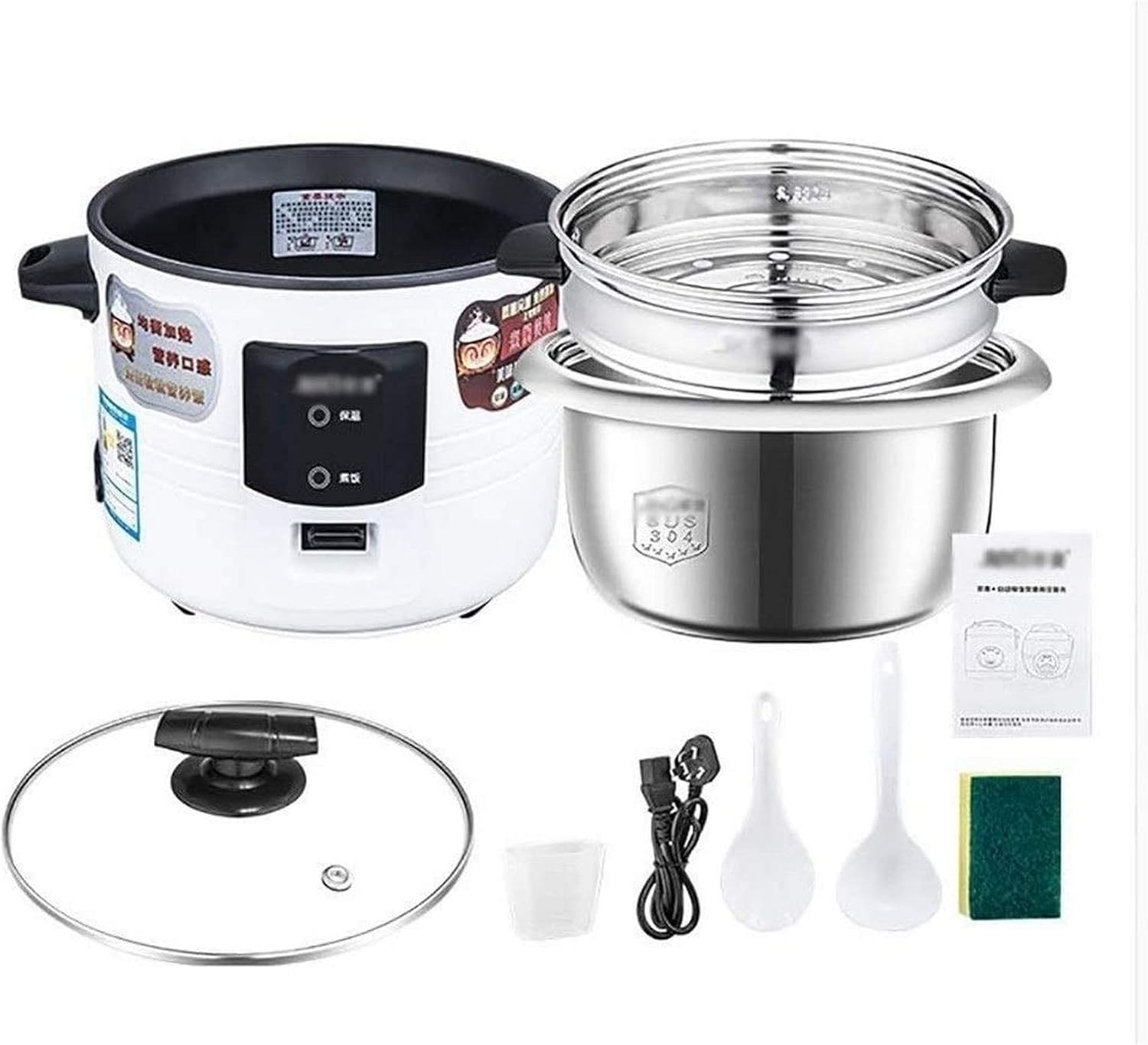 超歓迎された 炊飯器 2l 6l サイズ 2l 家庭用インテリジェント断熱多機能304ステンレス鋼内鍋スプーン蒸し器と計量カップ寮小型家電は1 10人まで収容可能