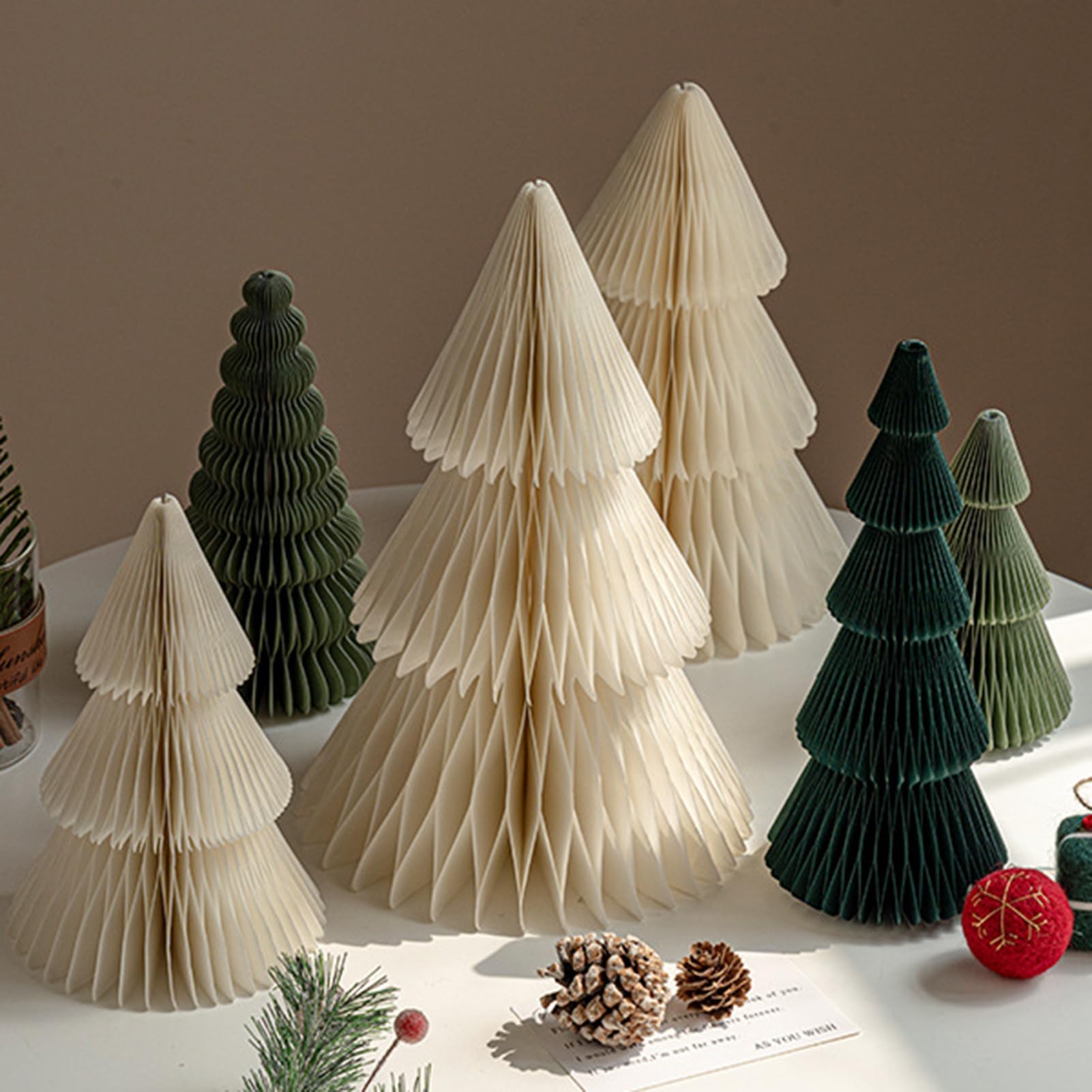 6 Pcs Christmas Tree Honeycomb Centerpiece Minimalist 3D Paper Trees Centerpiece Rustic Reusable Table Decorations for Home Decor Xmas Gift,Honeycomb Paper Christmas Trees for Xmas Holiday Party Deco