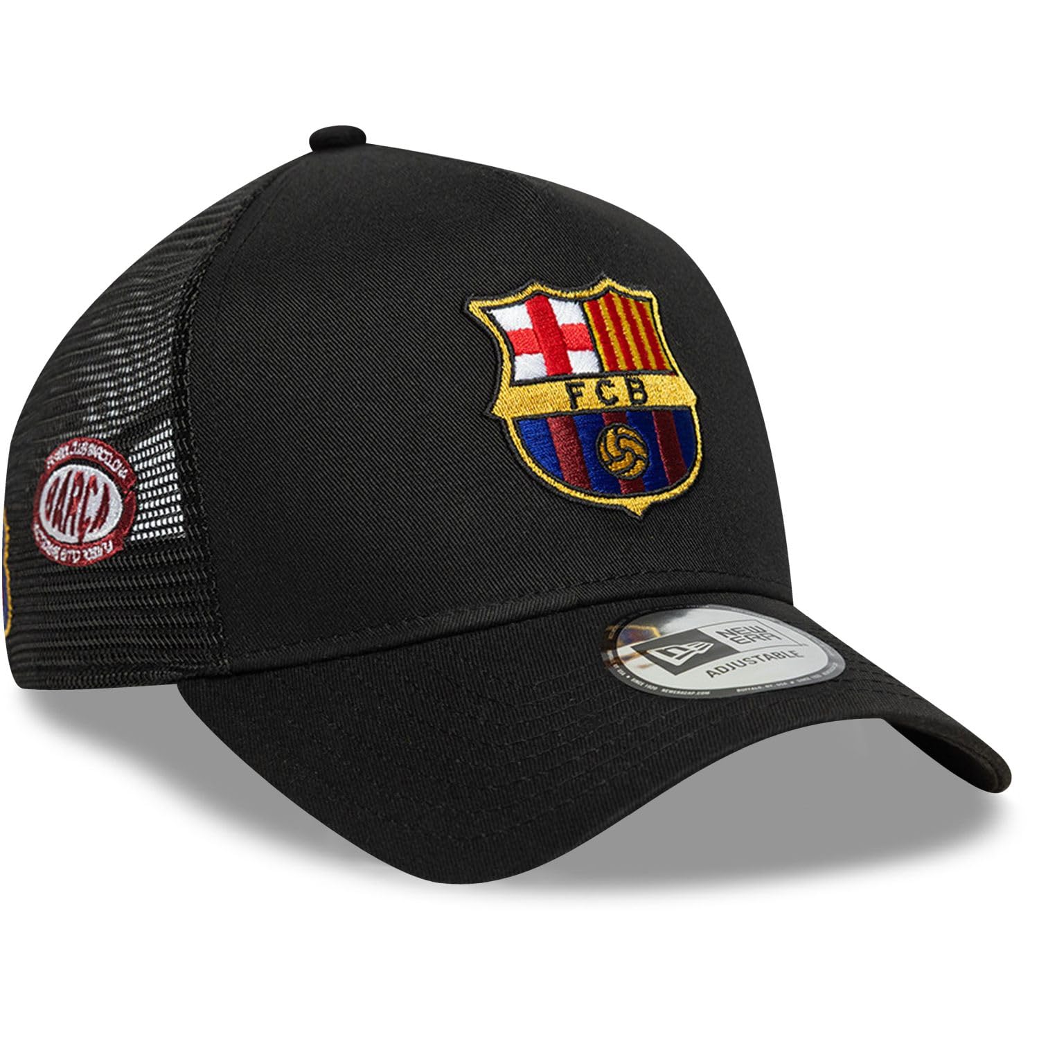 FC Barcelona Football Club, Merchandising ufficiale 2026, berretto da baseball con logo Core Patch A-Frame Trucker, regolabile, nero