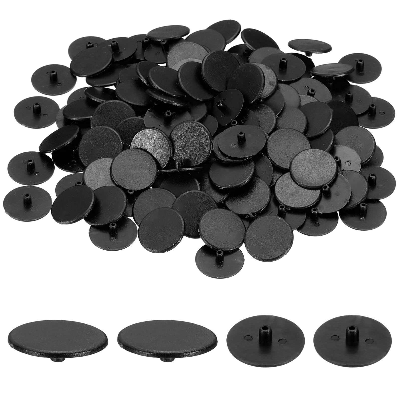 sourcing map 300Pcs 3x17.5mm Plastic Hole Plugs, Round Screw Cap Cover, Panel Drill Hole Plugs for Furniture Cabinet Cupboard Shelves Fencing Post Pipe Insert End Caps, Black
