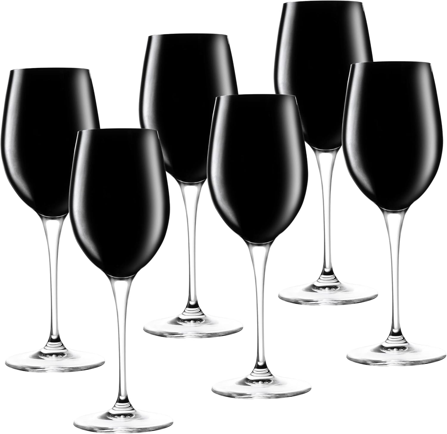 Barski Goblet - Red Wine Glass - Crystal Glass - Water Glass - Bold Black - Stemmed Glasses - Set of 6 Goblets - 18 oz Made in Europe
