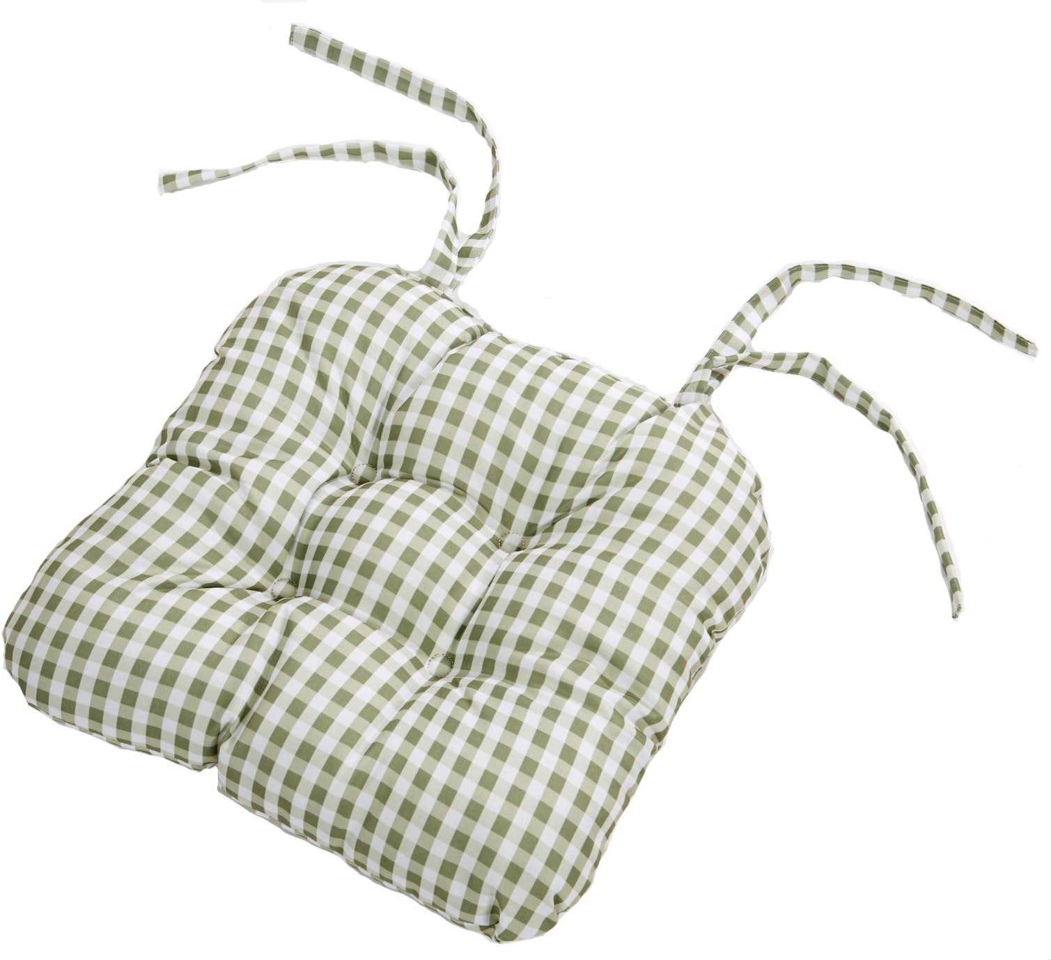 Sage Gingham Pack Of 4 Seat Pads (16in x 16in - 40cm x 40cm Approx)
