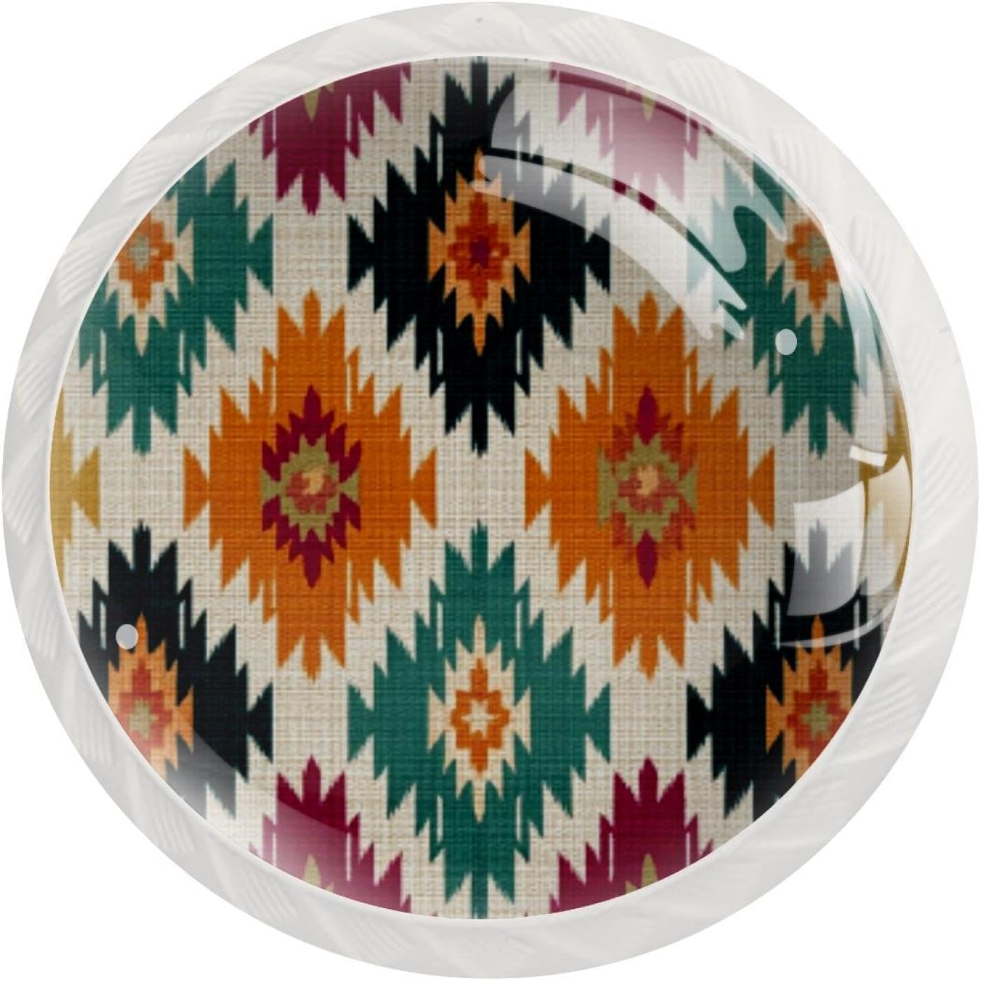 Boho Geometric Ornament (1) Dresser Knobs & Cabinet Knobs, Decorative Pattern Drawer Pulls with Screws, Crystal Glass Hardware for Home Farmhouse Decor