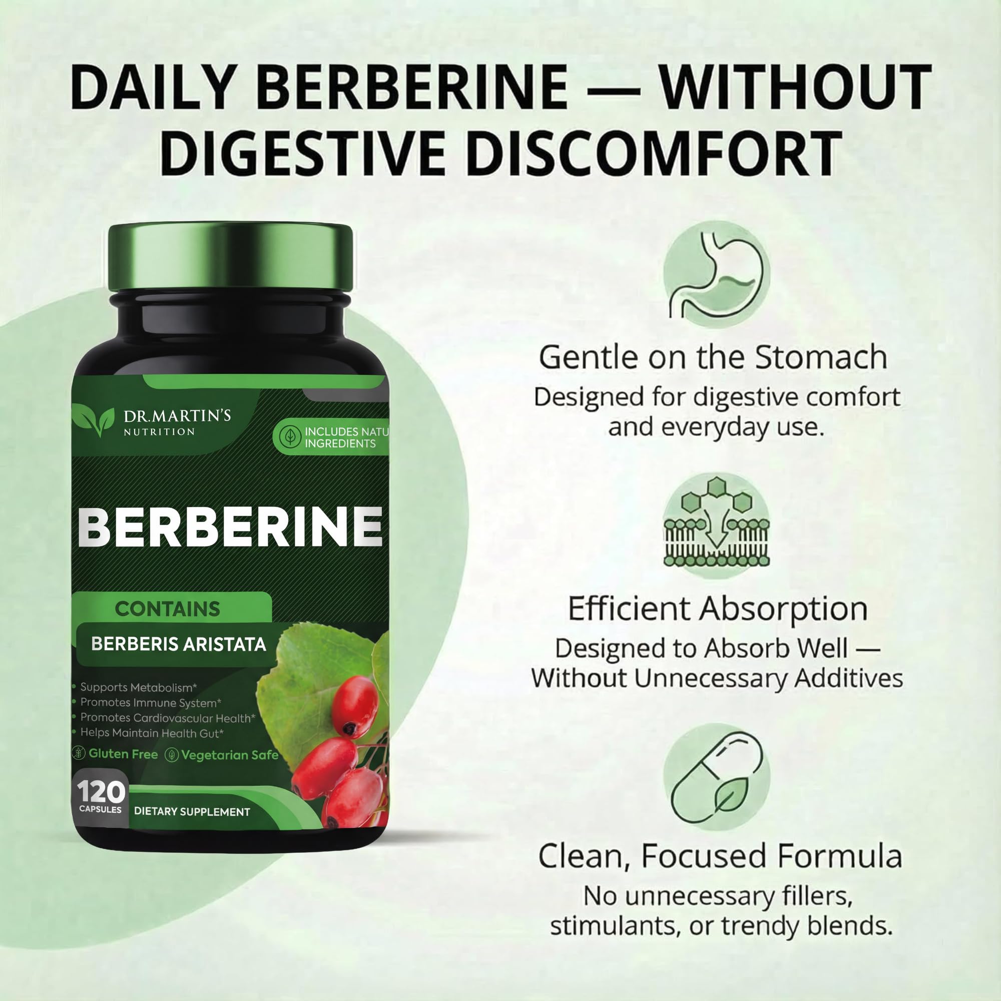 Potent 1200mg Berberine Supplement | 120 Capsules | Berberine HCL For Glucose Metabolism | Supports Healthy Weight Management, Healthy Immune System | Improves Cardiovascular & Gastrointestinal Health — Amazon image 4