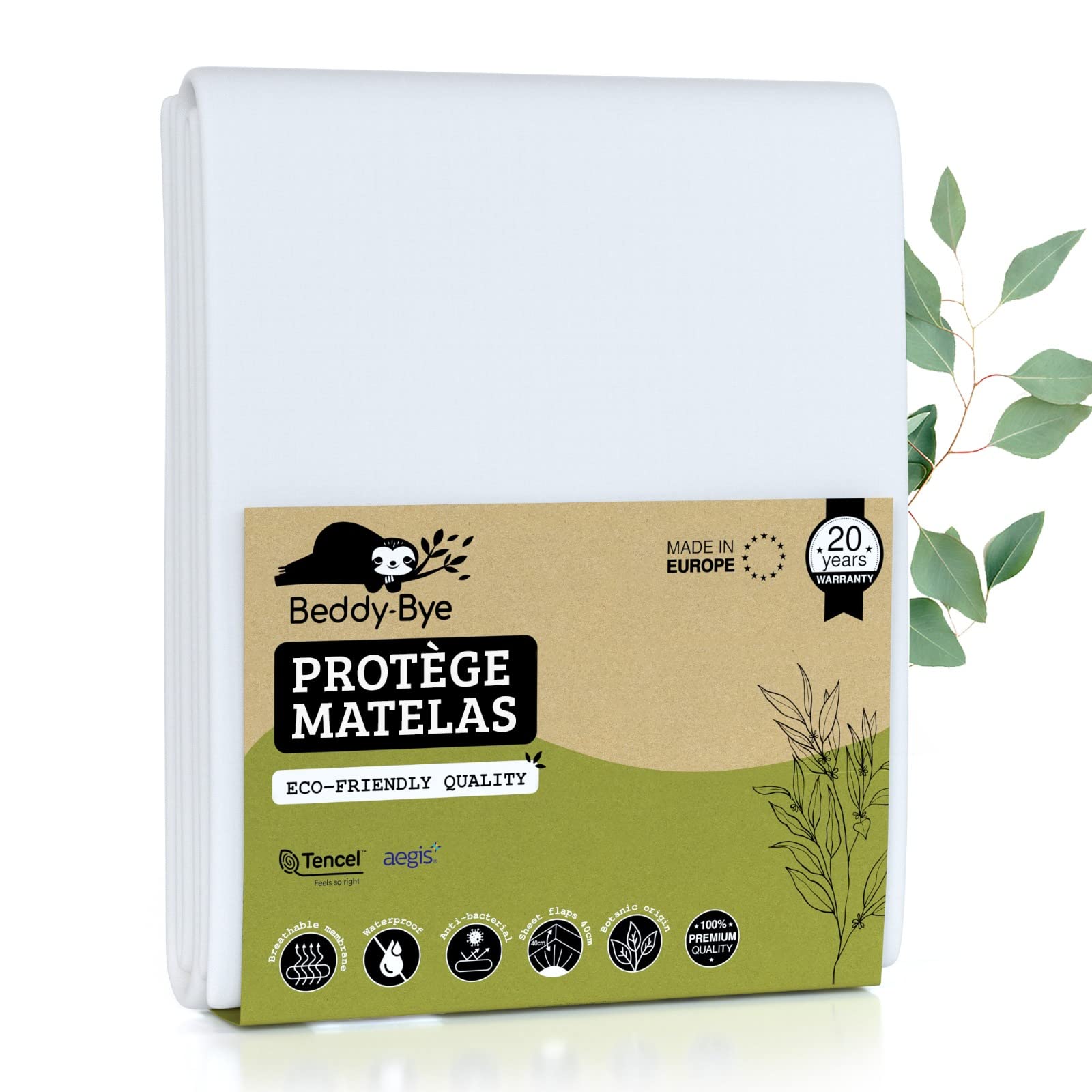 Mattress Protector Double Bed 140x200-30 cm ~ Waterproof Cover in Fabric Ecological TENCEL® Made in EU ~ Anti-mite, Breathable, Anti Allergy, Fitted and QuiettedOEKO-TEX STANDARD 100