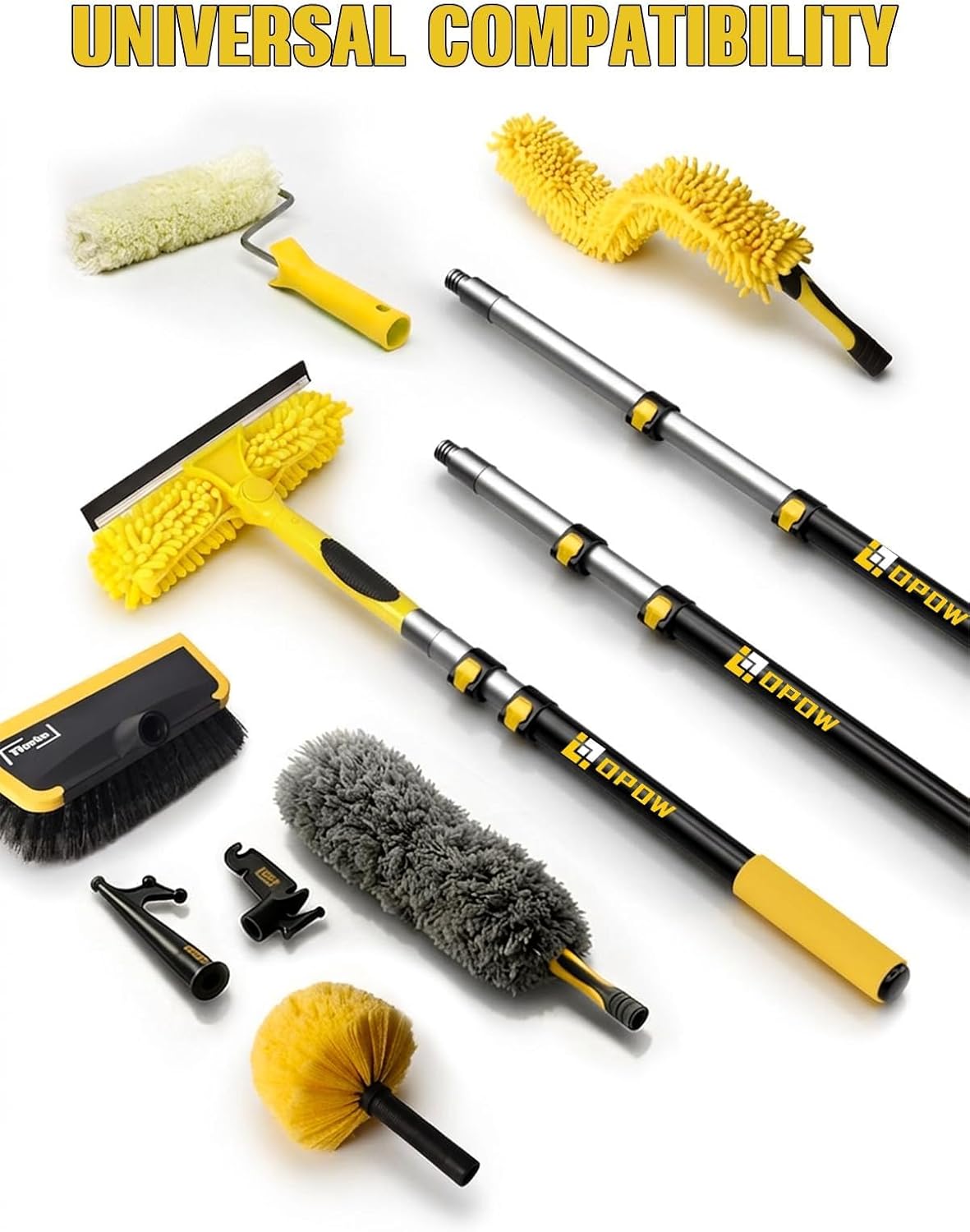 4.5-18ft Commercial Grade Extension Pole - Ultimate Reach for Large Buildings & Pro Use - Maximum 24ft Total Reach with Secure Lock System