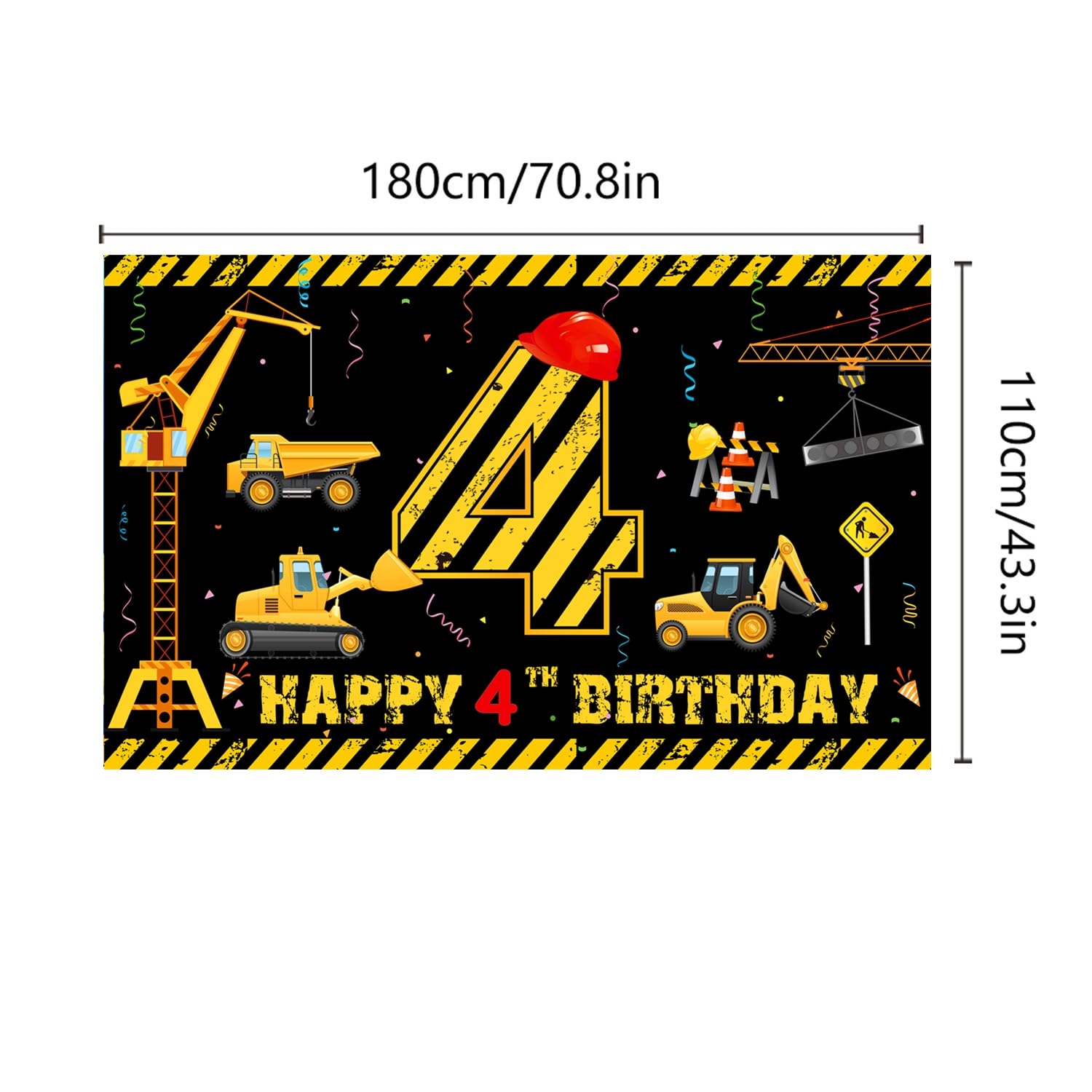 Fotohintergrund Bau & Geburtstag – 210x150 Cm Vinyl, Mit Muldenkipper & Bagger-Motiv