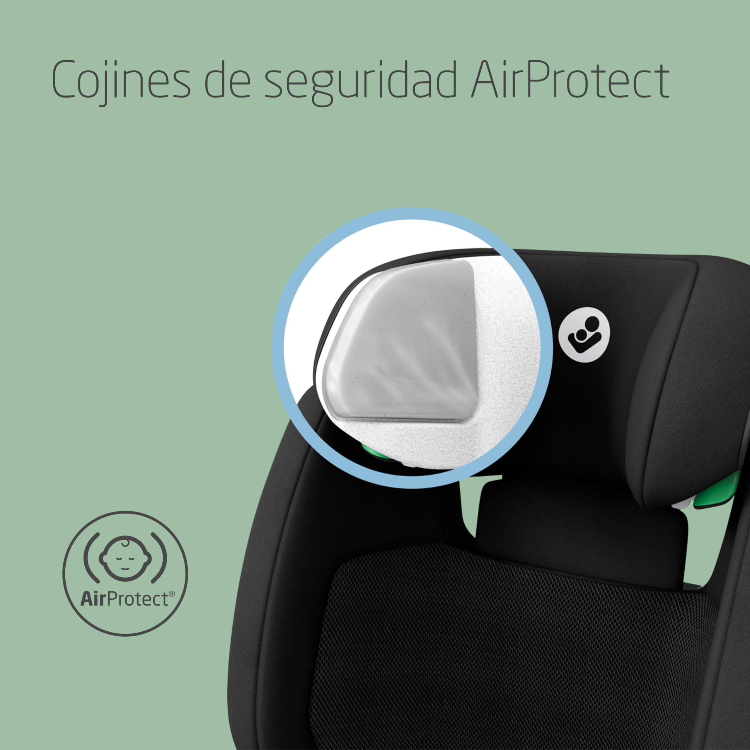 Maxi-Cosi RodiFix S Comfort i-Size, Silla de Coche ISOFIX, Respaldo Ajustable, 3,5-12A (100-150 cm), 3 Posiciones Reclinación, Protección G-CELL, AirProtect, Tejido Transpirable, Authentic Black