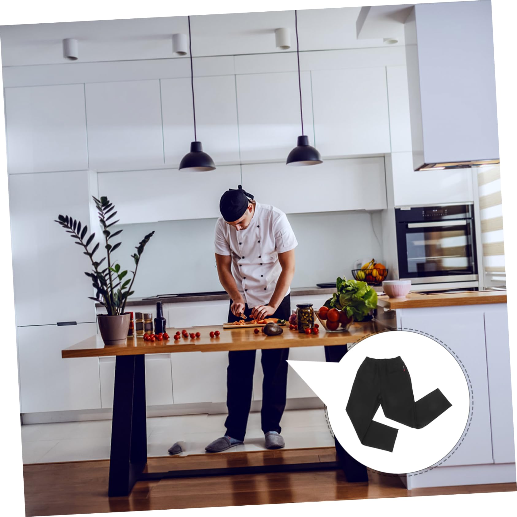 Pantaloni Chef Uomo Traspiranti in Resistente Macchie e Olio Vita Elastico con Coulisse Cargo Cucina Professionale