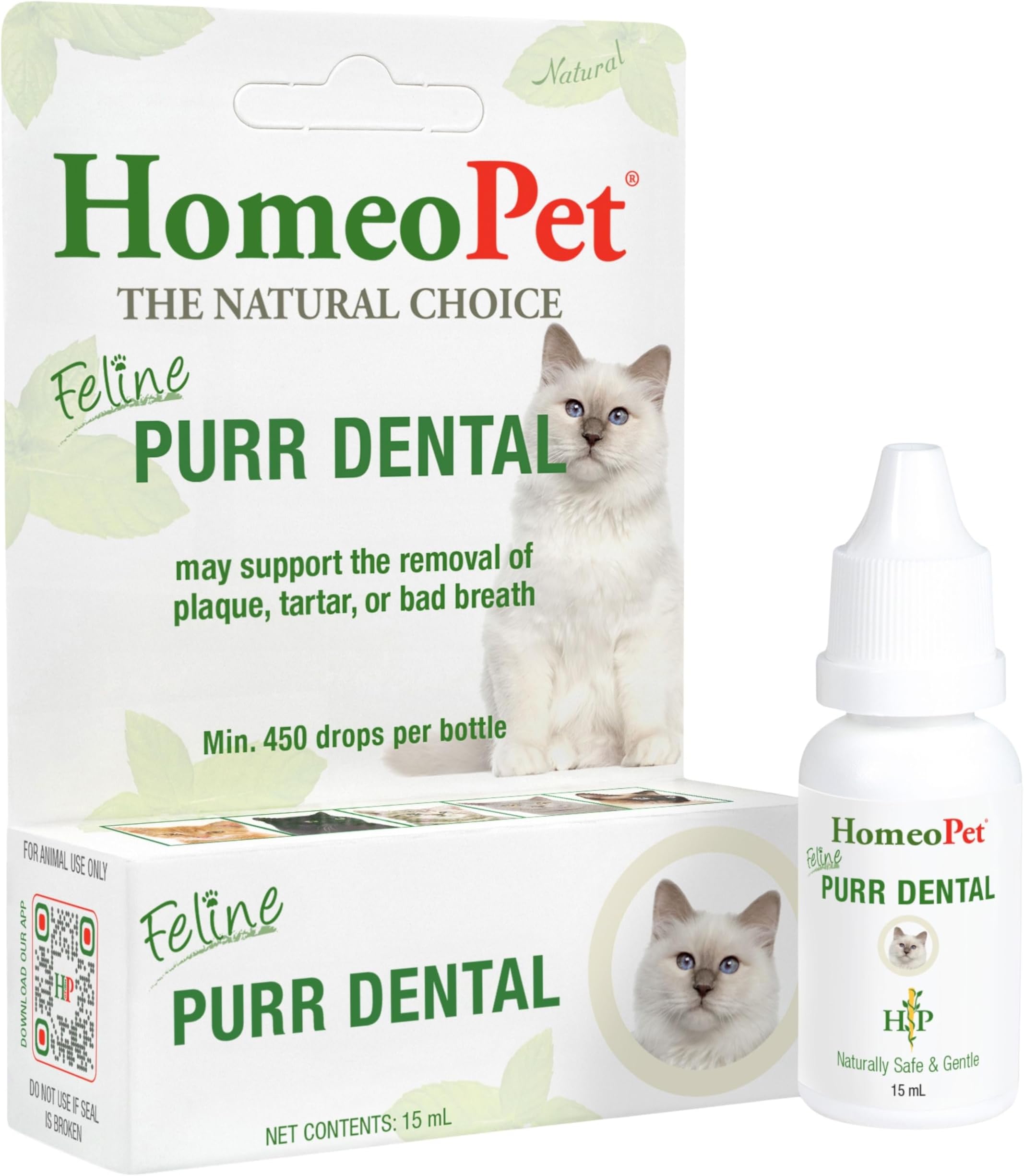 FELINE PURR DENTAL - 100% Natural Pet Medicine. For Healthy Teeth, Gums and Breath. Plaque Build-Up, Tartar & Bad Breath. No Brushing Required - 15 Milliliters, up to 90 doses per bottle
