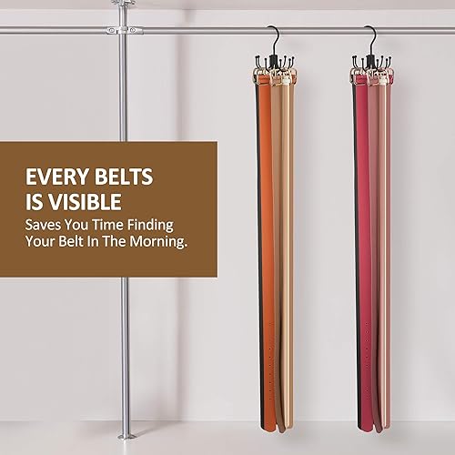 Miniatura 4 de ZEDODIER Percha para cinturón, organizador de accesorios de armario, capacidad máxima de almacenamiento de 24 unidades, gancho de almacenamiento