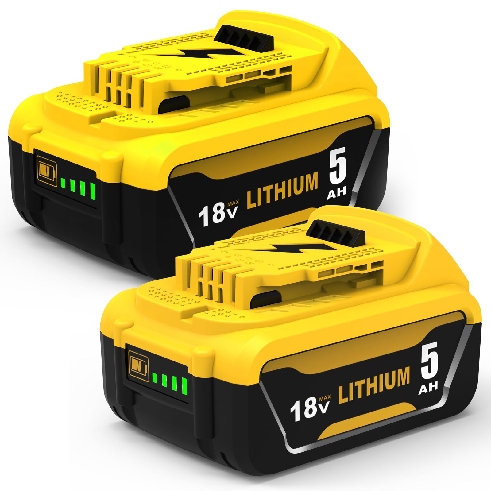 2 piezas de 18 V 5.0 Ah de repuesto para batería Dewalt DBC200 DBC201 DBC203 DBC204 DCB180 DCB181 DCB182 DCB183 DCB184 DCB185 DCB-184B-XJ con indicador LED