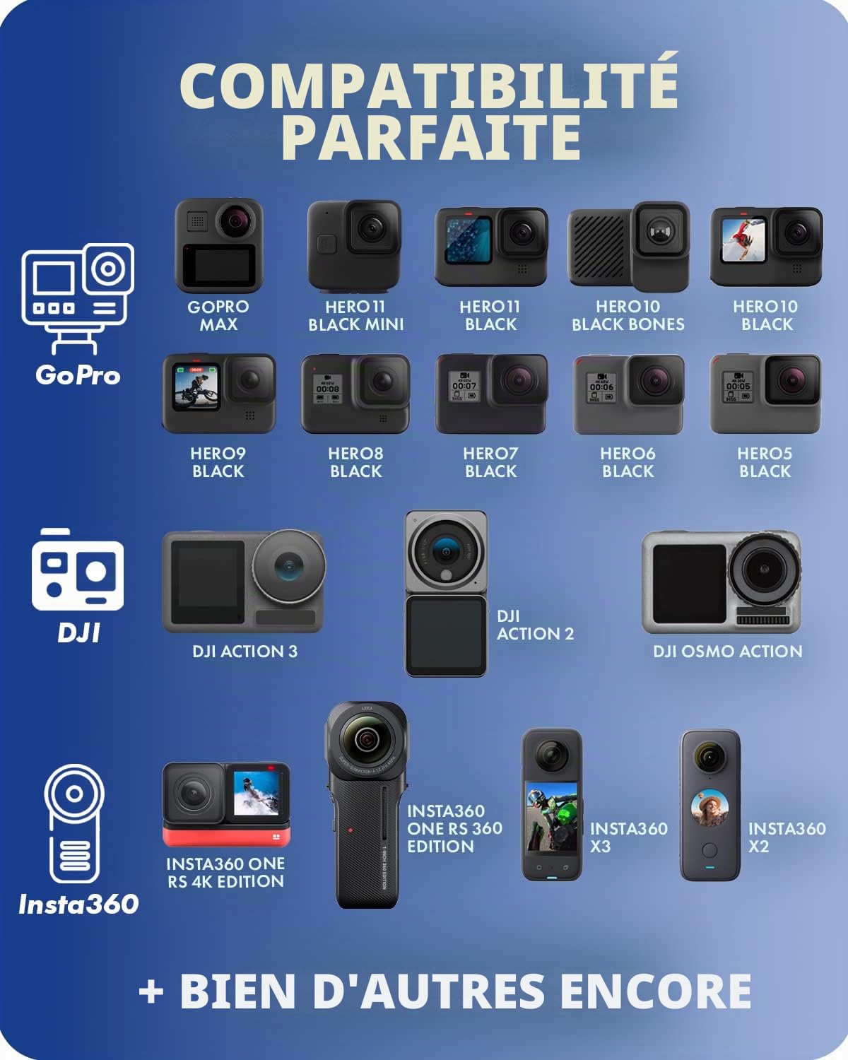 Movo DiveRig1 XL Kit de plongée avec lumières LED étanches – Compatible avec GoPro Hero, Hero5, Hero6, Hero7, Hero8, Hero9, Hero10 et DJI Osmo Action Cam – Accessoires de plongée pour caméra
