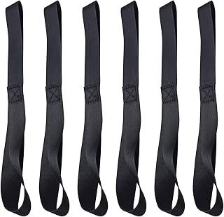 Black Soft Loop Tie Down Straps (6 Pack) 4500Lbs Breaking Strength and 1500Lbs Load Capacity, 12 * 1in Heavy Duty Tie Down Loops for Securing ATV UTV Motorcycles Scooters Dirt Bikes Lawn Equipment