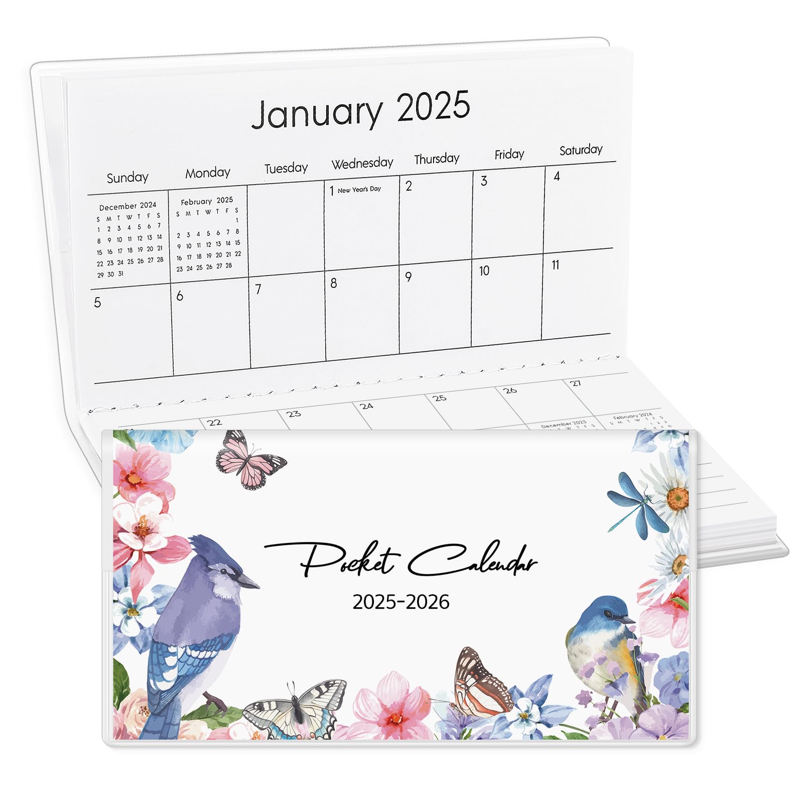 Zuozee Pocket Calendar 2025-2026, Small Pocket Planner 2026 for Purse, Monthly Planner with Pvc Cover, Small Size (3.5" x 6"), From January 2025 -