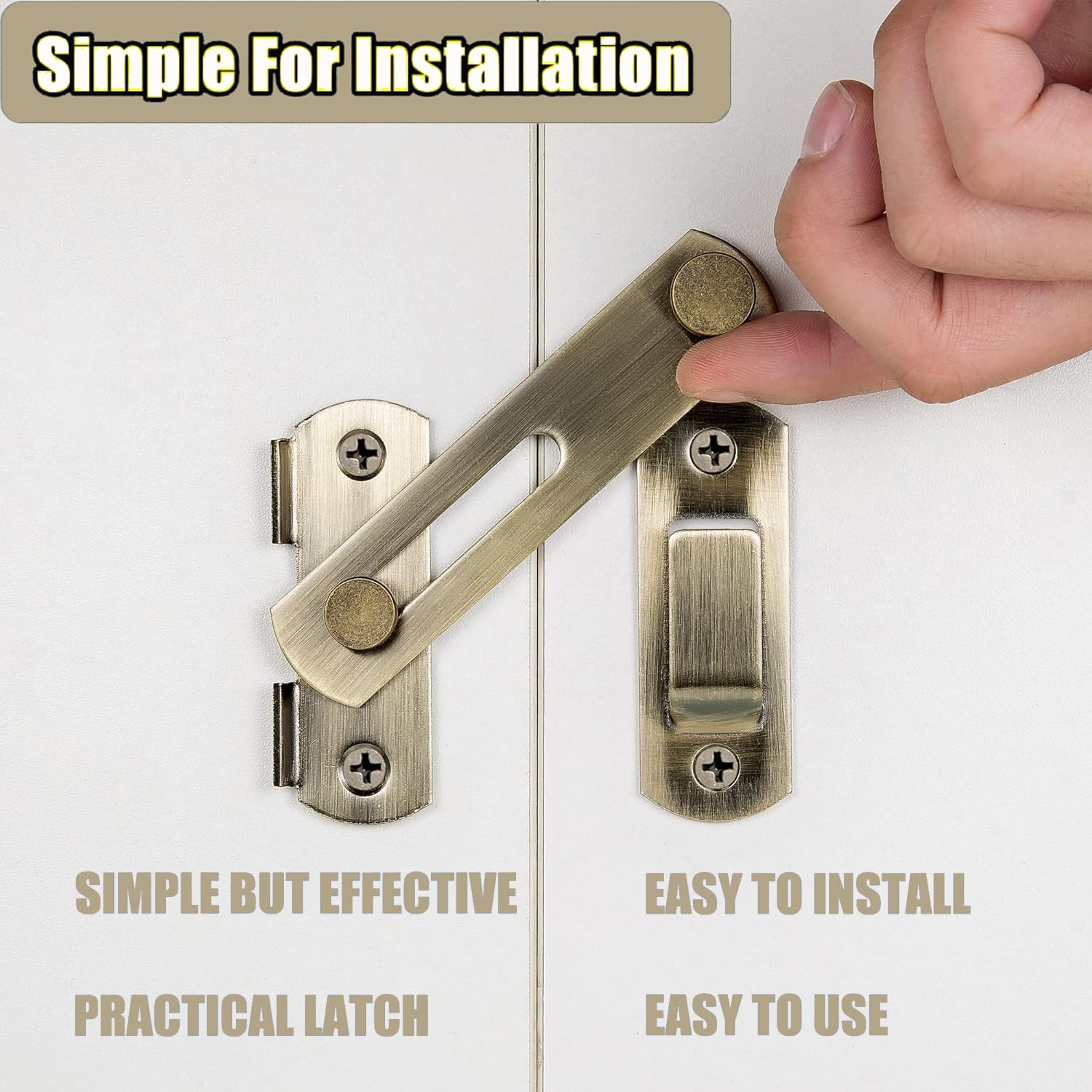 Litensh 180° Flip Sliding Stainless Steel Door Bolt Latch Lock for Gate Barn Window Wine Cabinet Bathroom Garage Garden Green Bronze - Image 3