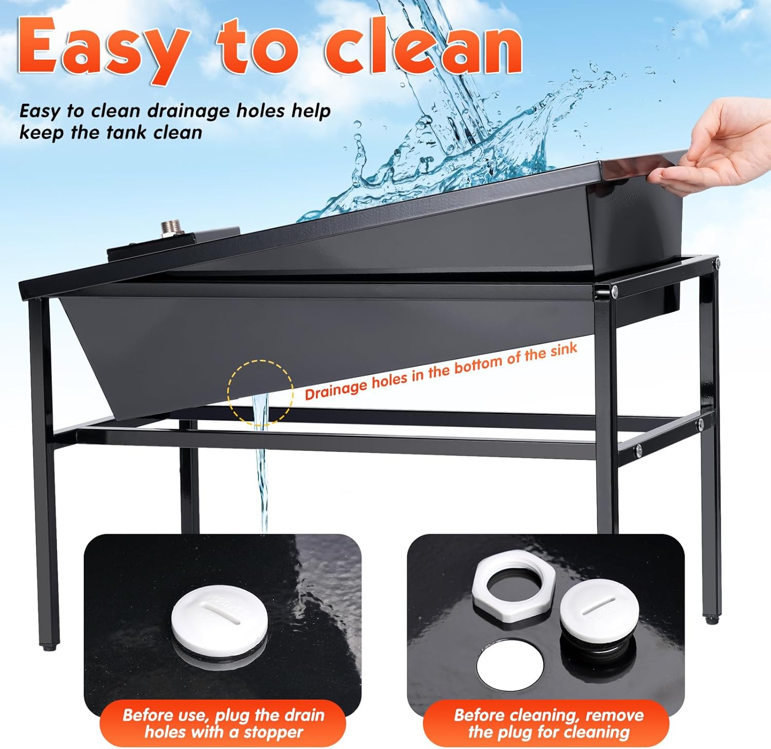 Livestock Water Trough with Float Valve Kit, 2 Pack Stainless Steel Water Trough, Large Capacity Sheep Feeder Trough Feeding up to 10 Goats for Horse Sheep Hog Farm