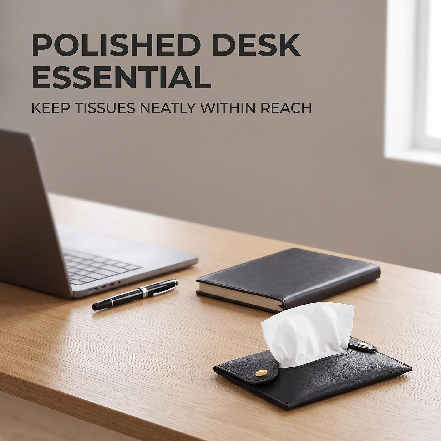 2Pcs Pocket Tissue Holder - Tissue Holder | Travel Pouch for Tissue | Pocket Paper Towel | Tissue Bag Holder | Paper Towel Pu Leather Case | Paper Box Bag | Tissue Storage Bag (Black) image 5