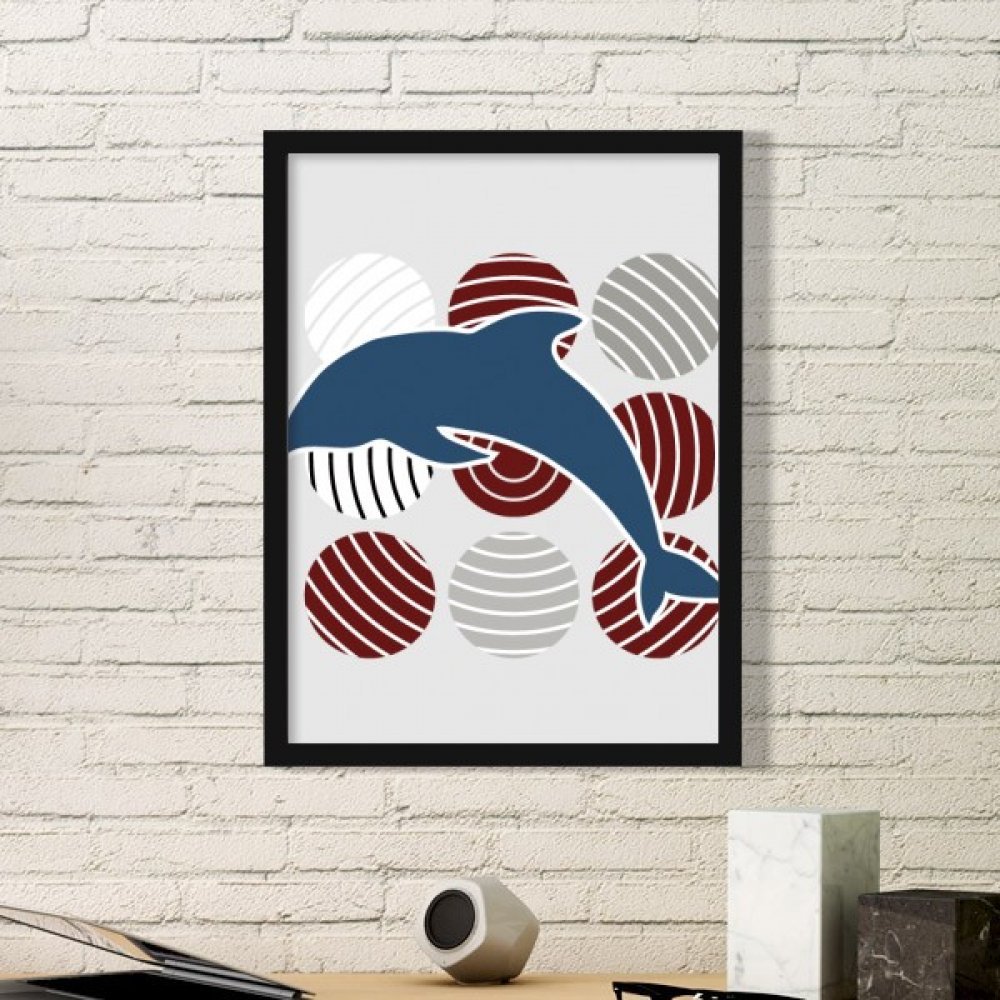 Image simple dauphin cartoon et cadre d'art noir moyen pour masquer les imperfections murales