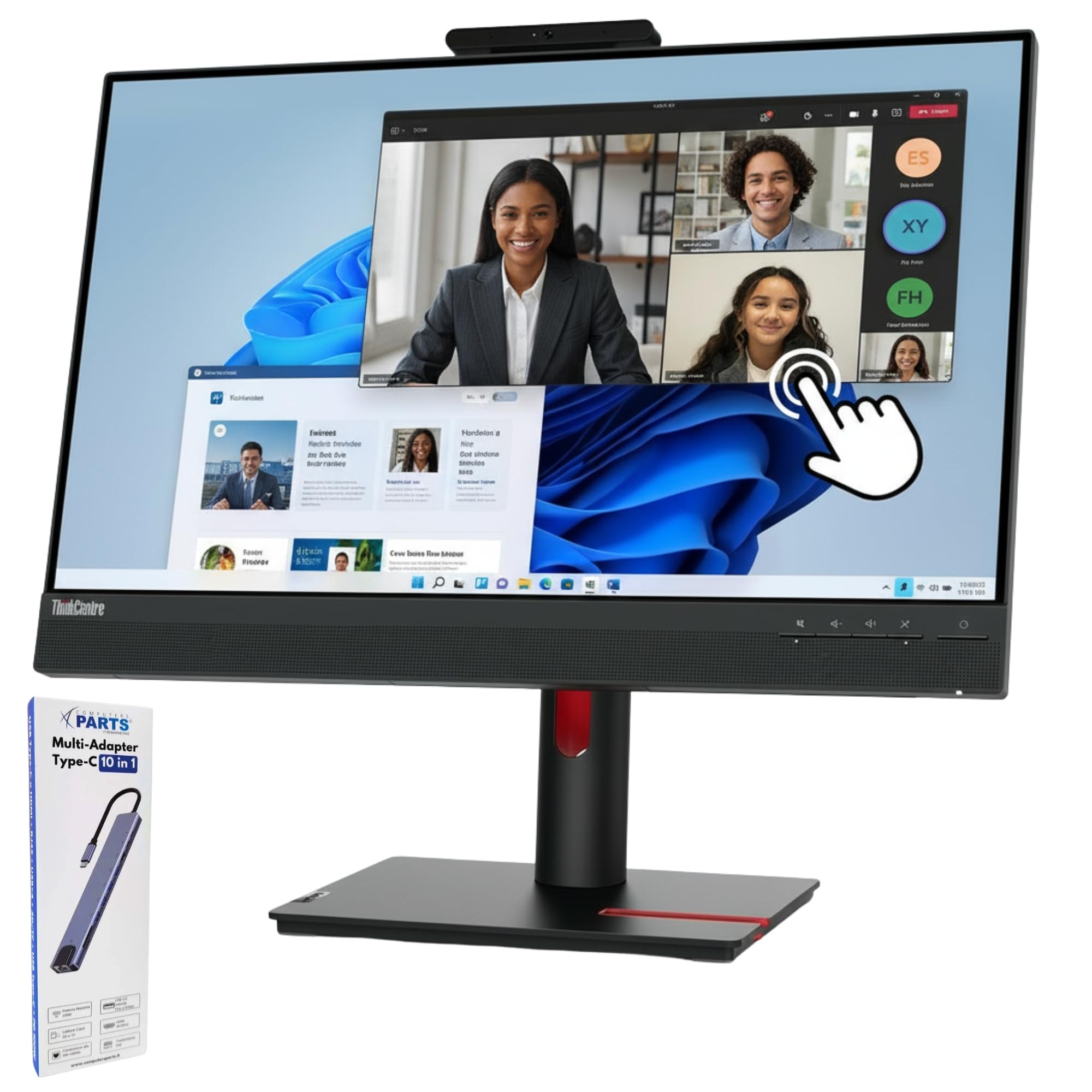 Lenovo Écran tactile tout-en-un 24" i5 8500 jusqu'à 3,50 GHz - 16 Go de RAM - 512 Go SSD - Windows 11 Pro - PC de bureau et professionnel USB-C