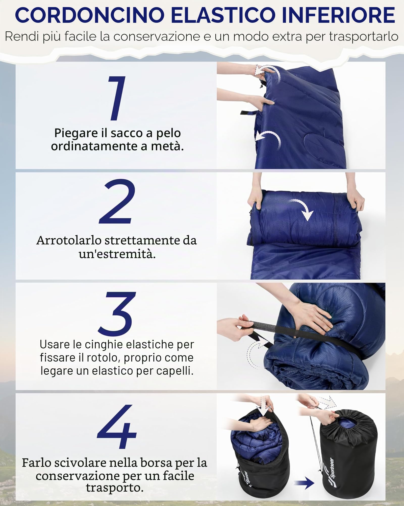 Sportneer Flanella Sacco a Pelo Invernale Per Adulti 220 x 85 cm, Sacchi a Pelo 4 Stagioni con Cappuccio Staccabile Portatile per Trekking Campeggio Alpinismo Viaggi Escursionismo