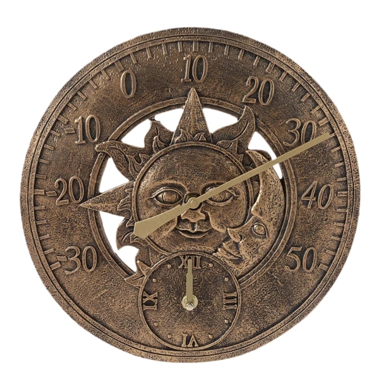 ZHSOAO 12'' Garden Thermometer Clock Outdoor Clocks for Patio, Pool, Garden