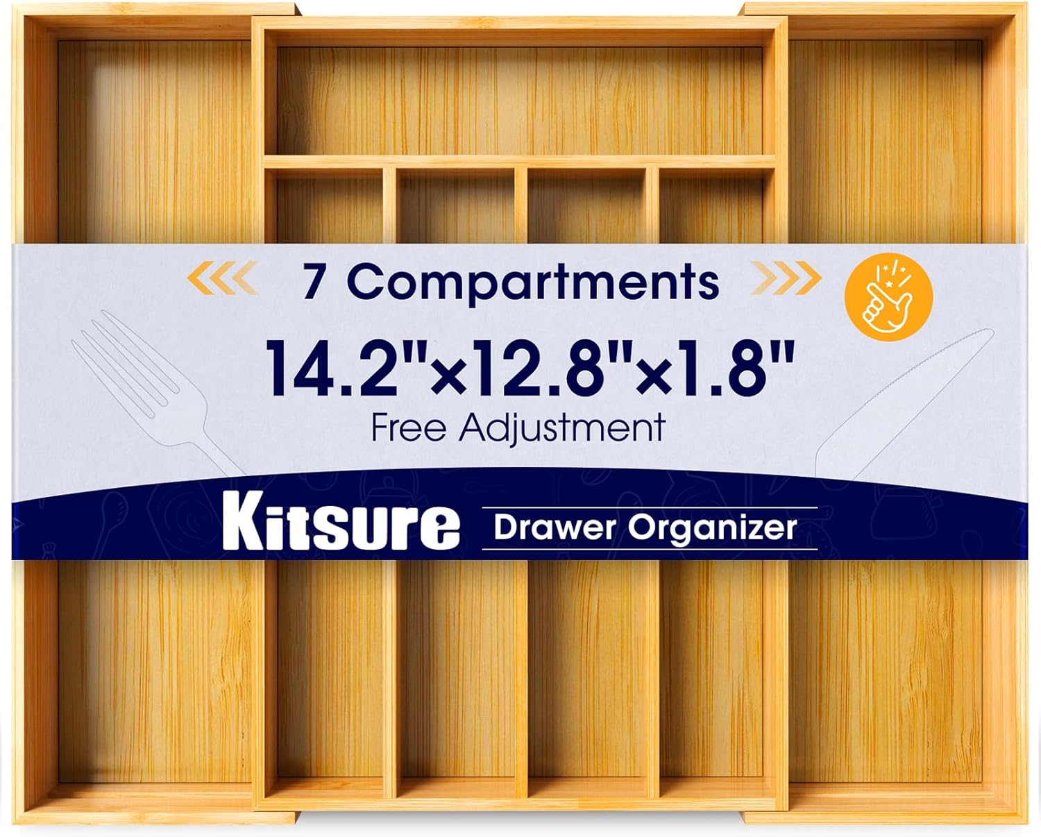 Kitsure Large Bamboo Silverware Organizer – Expandable Drawer Organizer for Utensil, Cutlery and Flatware, Kitchen Storage Solution with 6 to 8 Slots, Natural, 18.7″ × 12.8″ × 1.8″ Kitsure Large Bamboo Silverware Organizer – Expandable Drawer Organizer for Utensil, Cutlery and Flatware, Kitchen Storage Solution with 6 to 8 Slots, Natural, 18.7″ × 12.8″ × 1.8″