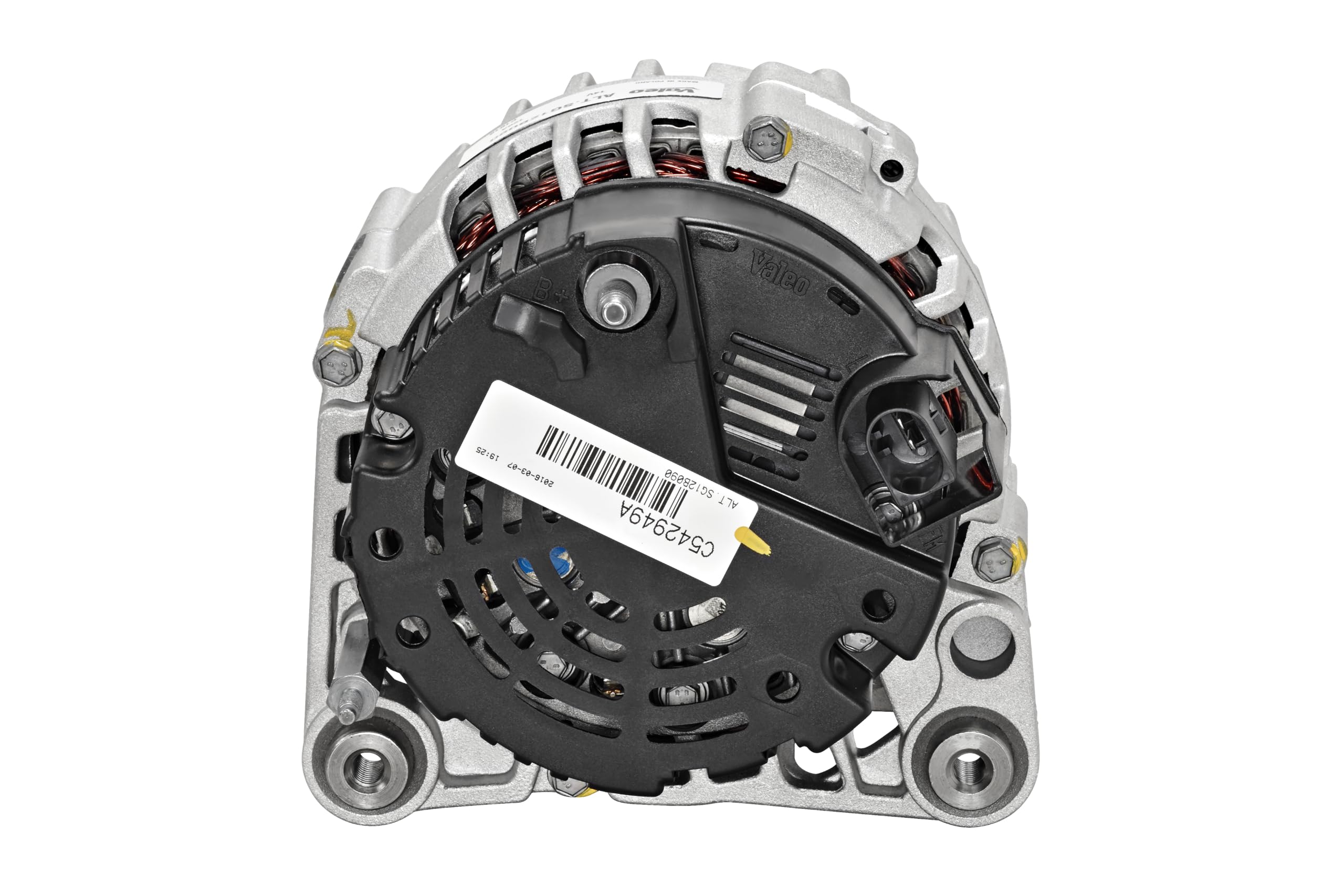 VALEO-439312-Alternador-- Intensidad de carga del alternador: 120 Amp - Estrías: 6 estrías - Polea de correa: 57,2 mm - Tensión: 14 V - Sentido de rotación: CLOCKWISE