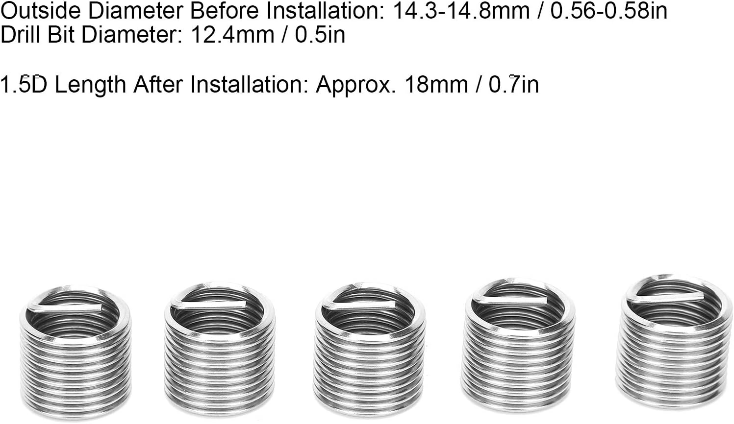 20-Piece M14 x 1.5 Thread Repair Kit – Stainless Steel SUS304 Helicoil Insert Sleeve, 18mm Length for Automotive, Industrial Machinery & DIY Applications