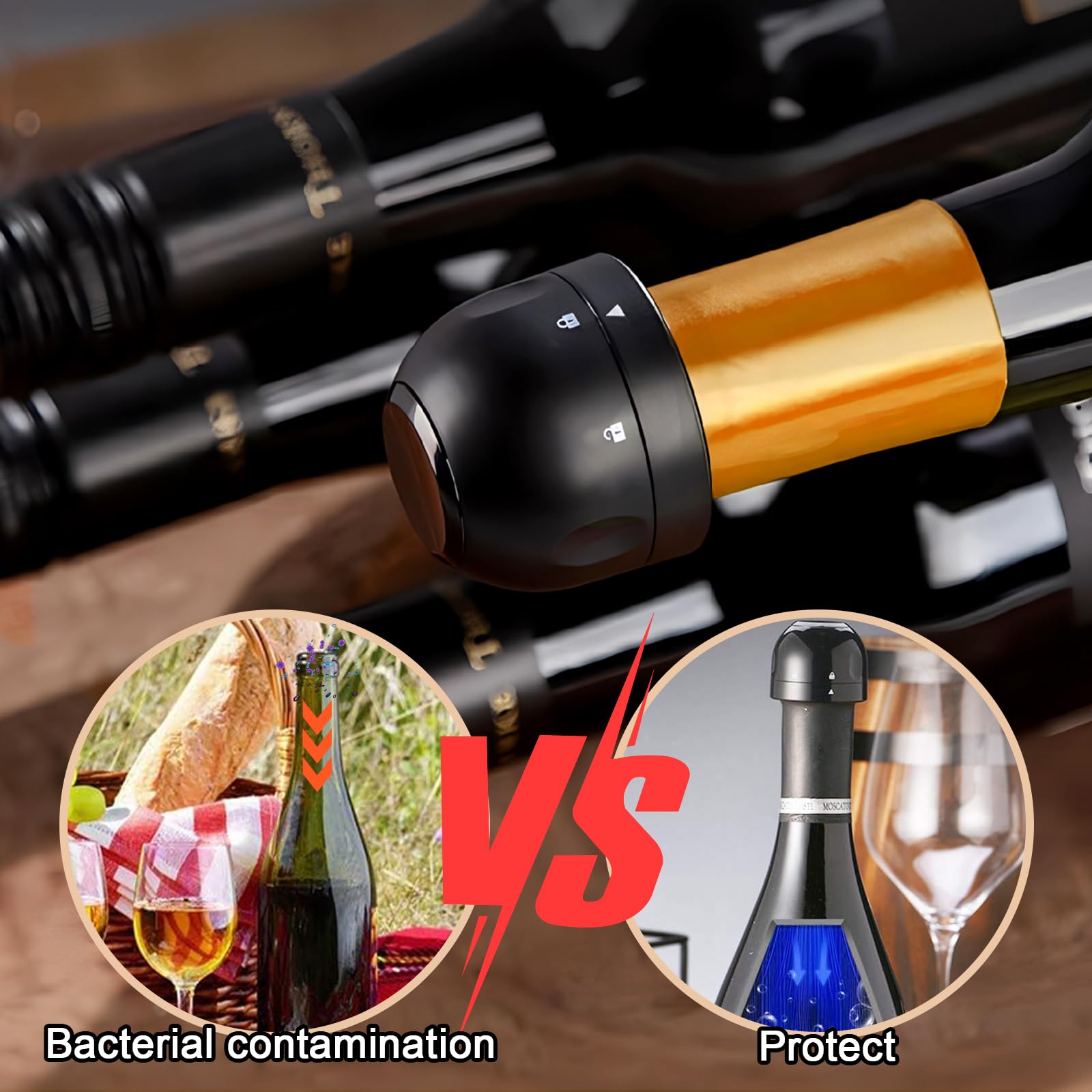 Lot De 4 Bouchons Bouchon Bouteille Vin Réutilisables Pour Bouteille De Vin Champagne Prosecco Biere Spiritueux 96618131