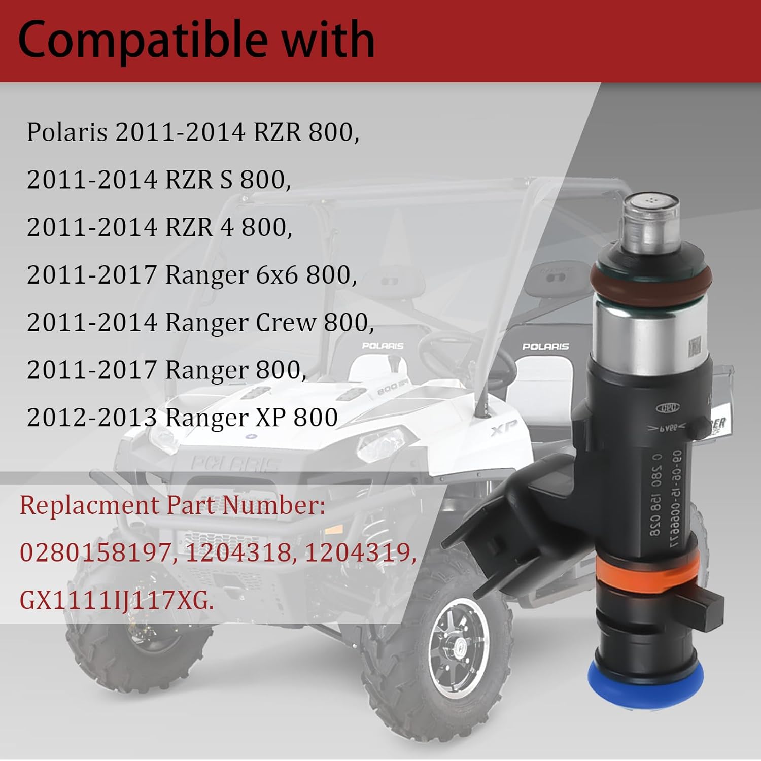 2PCS Fuel Injector Harness Set Compatible with 2010-2014 Polaris Ranger Crew 800 Replaces 0280158197 1204318 1204319