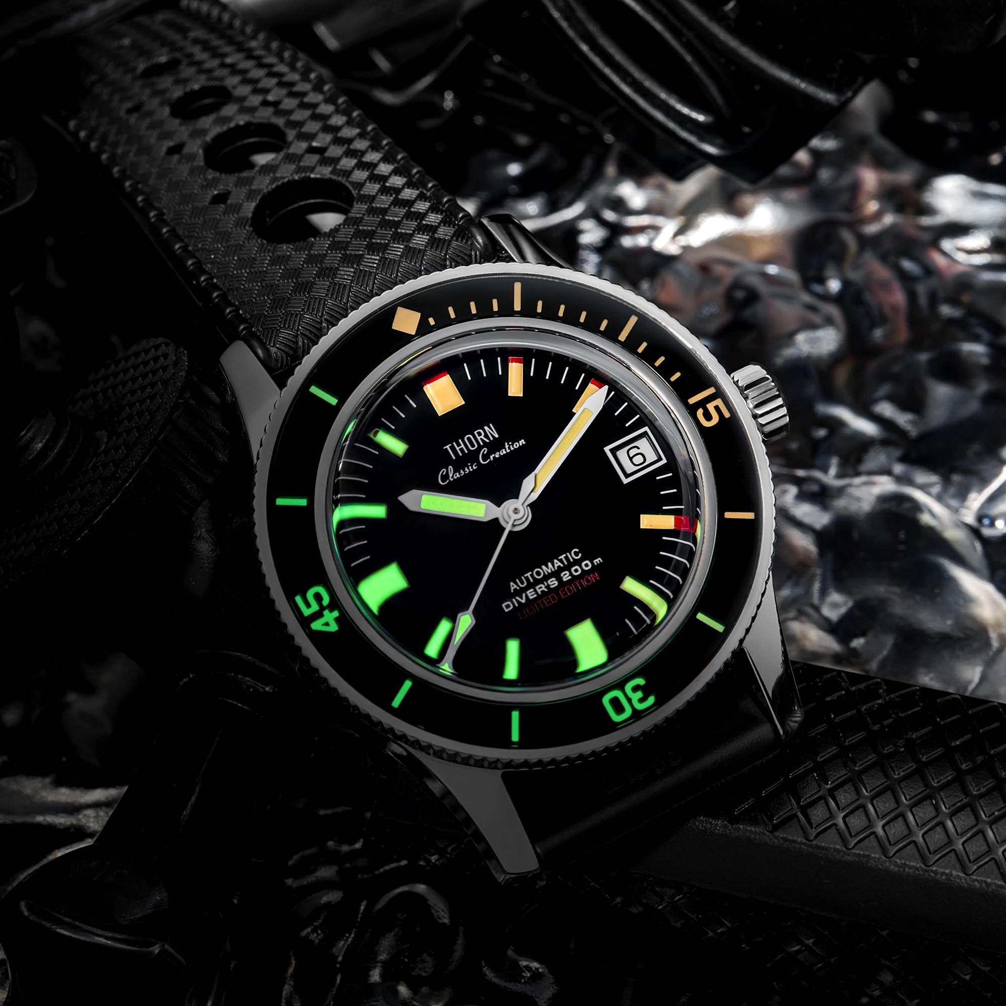 TACTICAL FROG Thorn Titangehäuse PT5000 Uhrwerk, Saphir, Leuchtend, 38 MM, Automatische Mechanische Taucheruhren, 20 ATM Wasserdicht