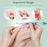 Vista 2 de Dasonwin Juego de 60 piezas de ganchos ergonómicos de ganchillo con estuche de viaje - Kit de agujas de ganchillo de aluminio para principiantes