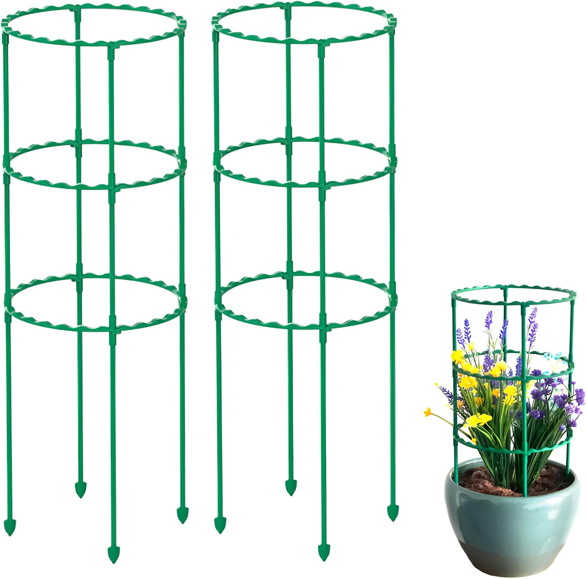 Amazon.com : Waremew 2 Set Plant Support,3 Layer Round Plant Support ...