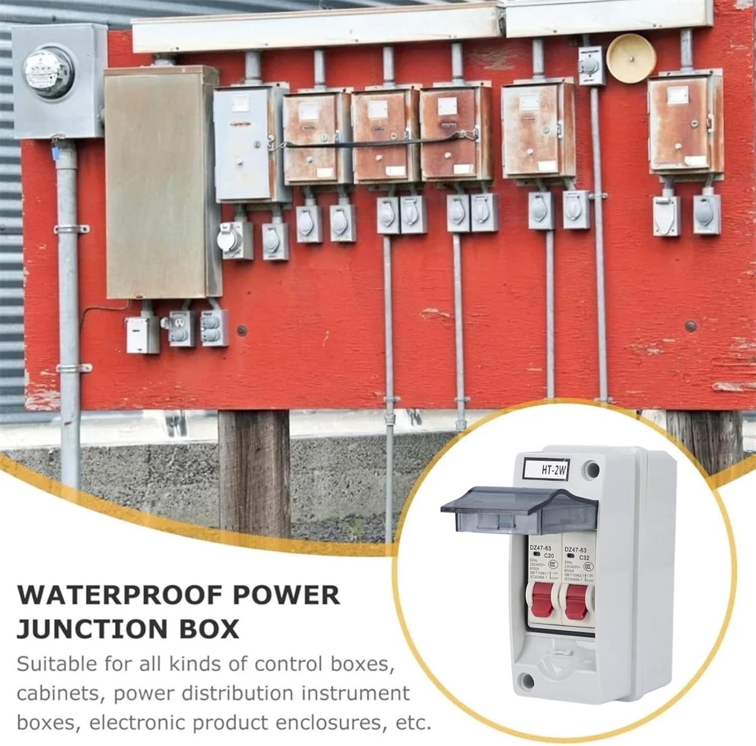 2 Way Distribution Box with Distribution Case for Outdoor (20A 32A)