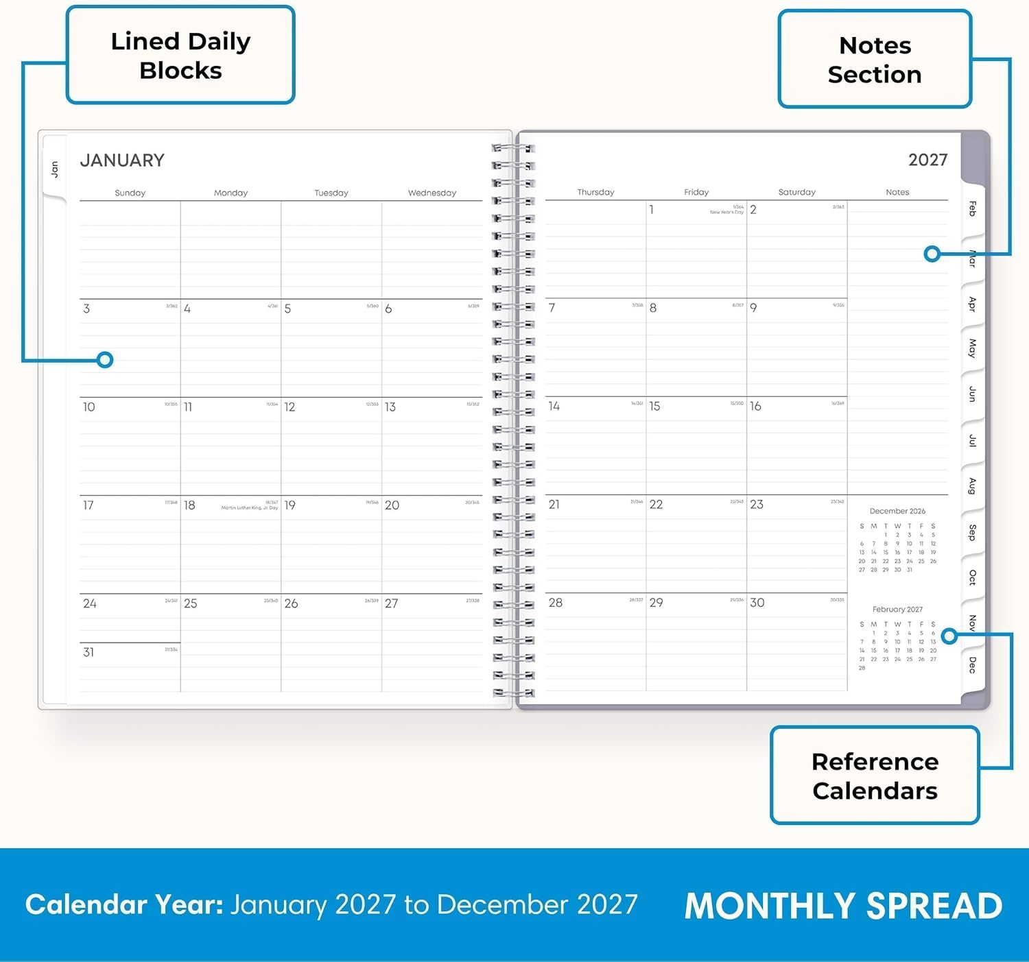 Blue Sky 2027 Weekly & Monthly Planner Calendar, 8.5"x11", Laila image 4