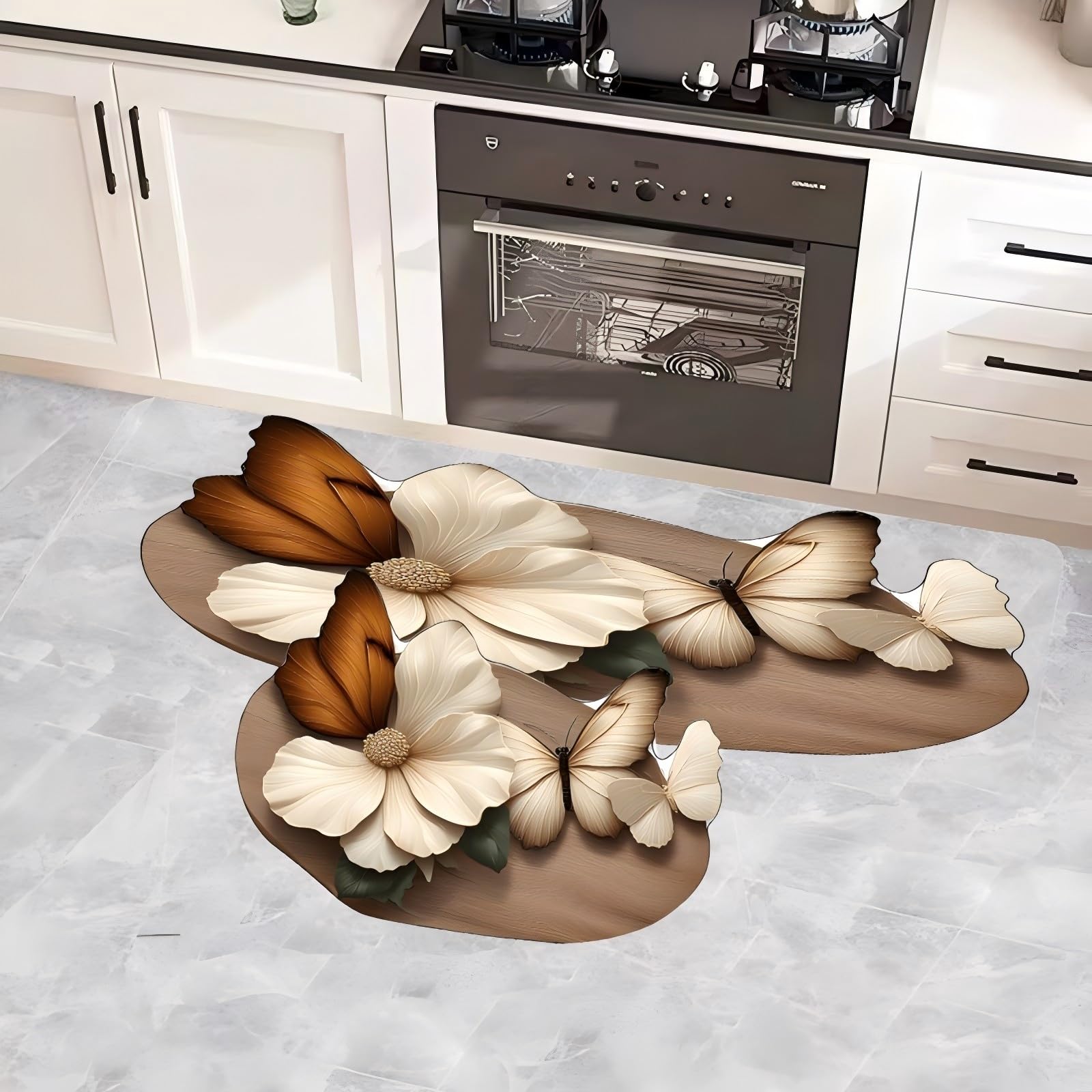 Cloyster Kitchen Mat Set of 2, Anti-Fatigue Kitchen Mats for Floor, Non Slip Comfort Standing Mat,Colorful Butterfly Design Kitchen Mat, Kitchen Rug for Kitchen Decor, Sink, Office (CL-08)-image-12