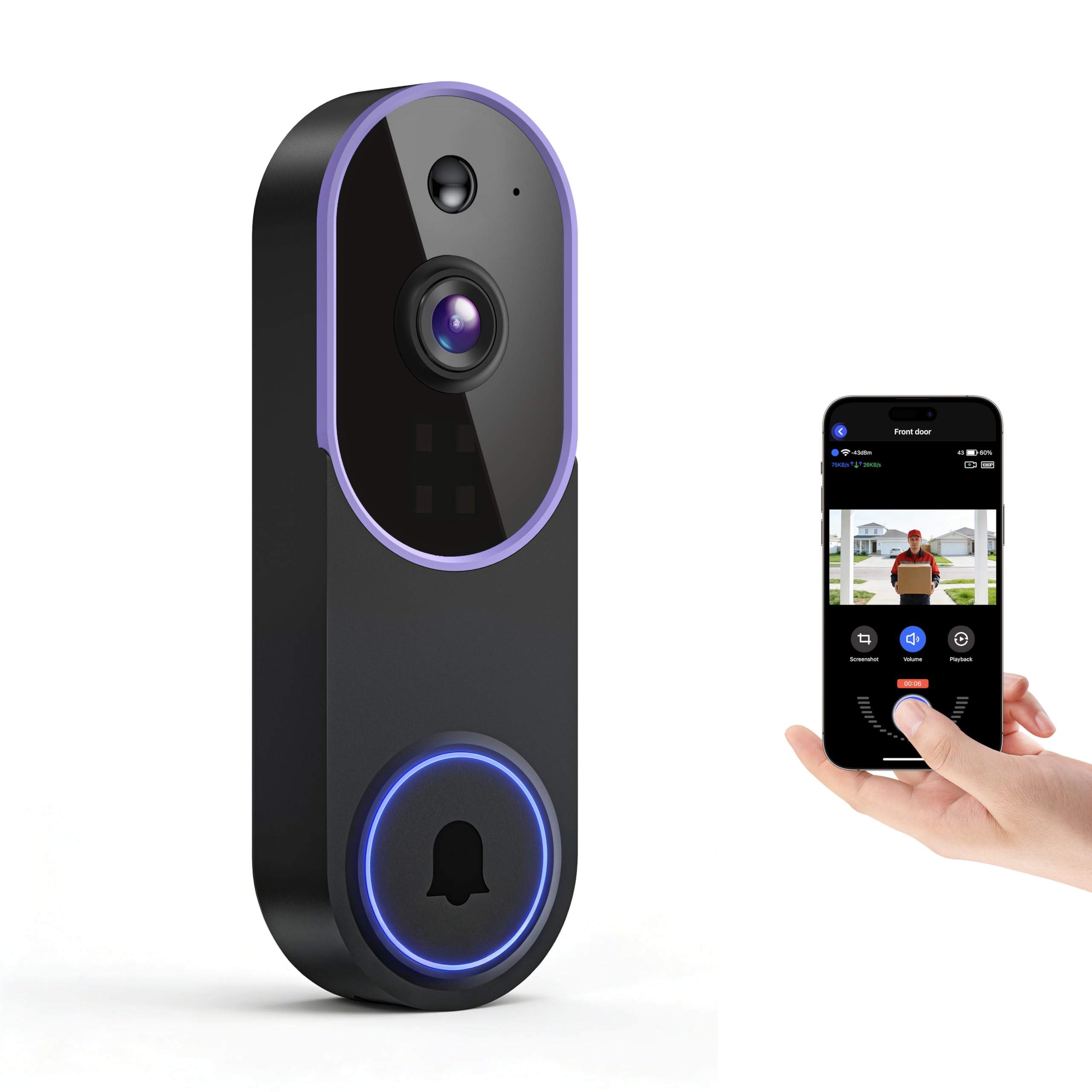 KyraNexo Smart 1080p Video Doorbell Camera