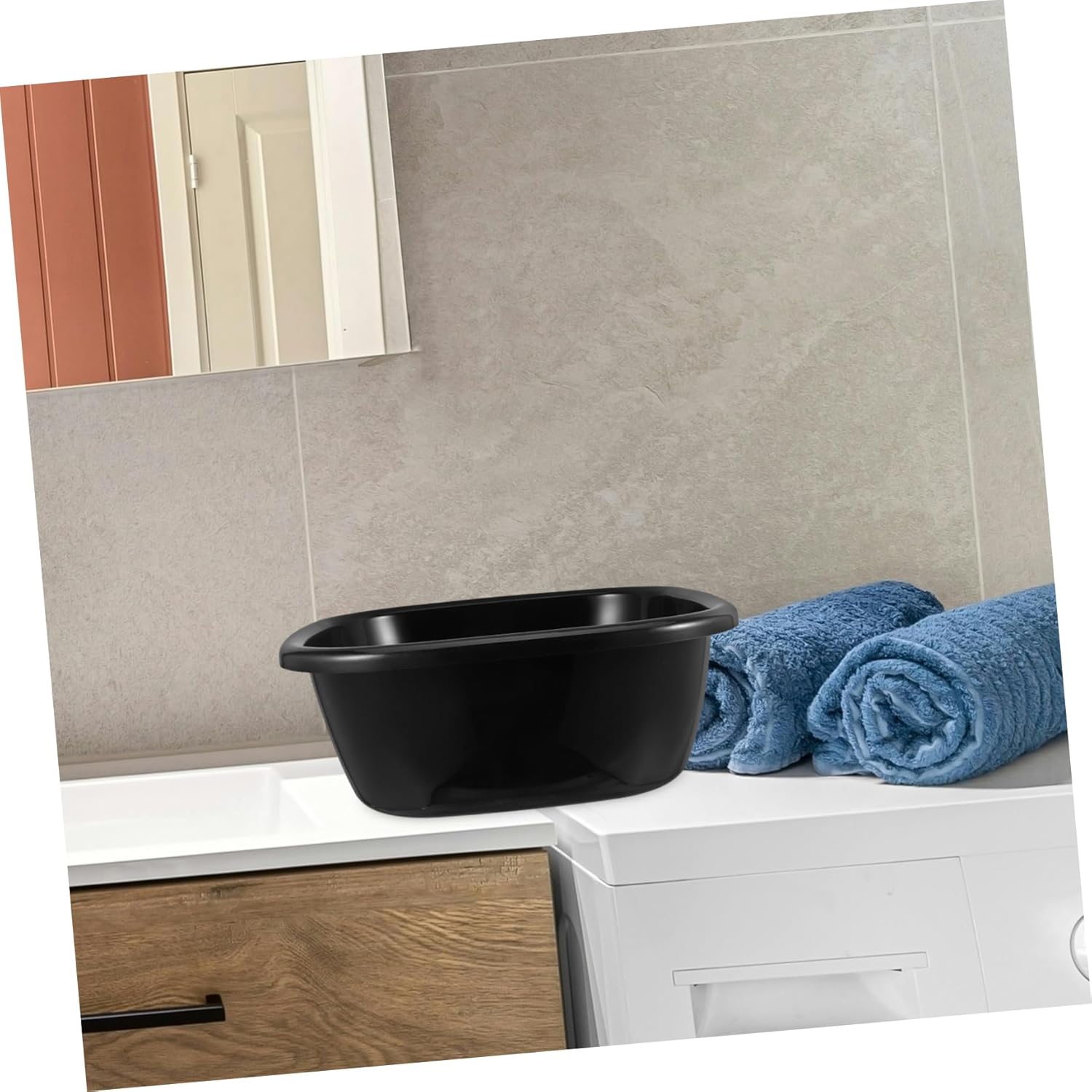 ORFOFE Plastic Bedside Shampoo Basin Portable Wash Tub for Face Washing Laundry and Hand Washing Square Dishpan for Kitchen Sink and Household Use