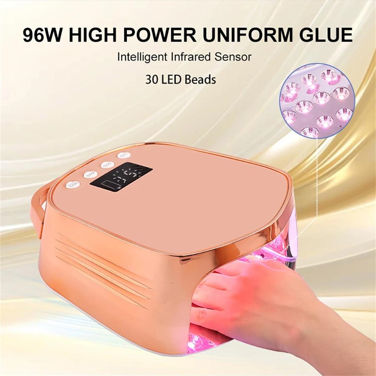 Lampada UV LED per Unghie per asciugare Lo Smalto Gel per Manicure | asciuga unghie a led da 96w con schermo lcd, strumento per salone di bellezza lampada uv ricaricabile da 5200 mah per