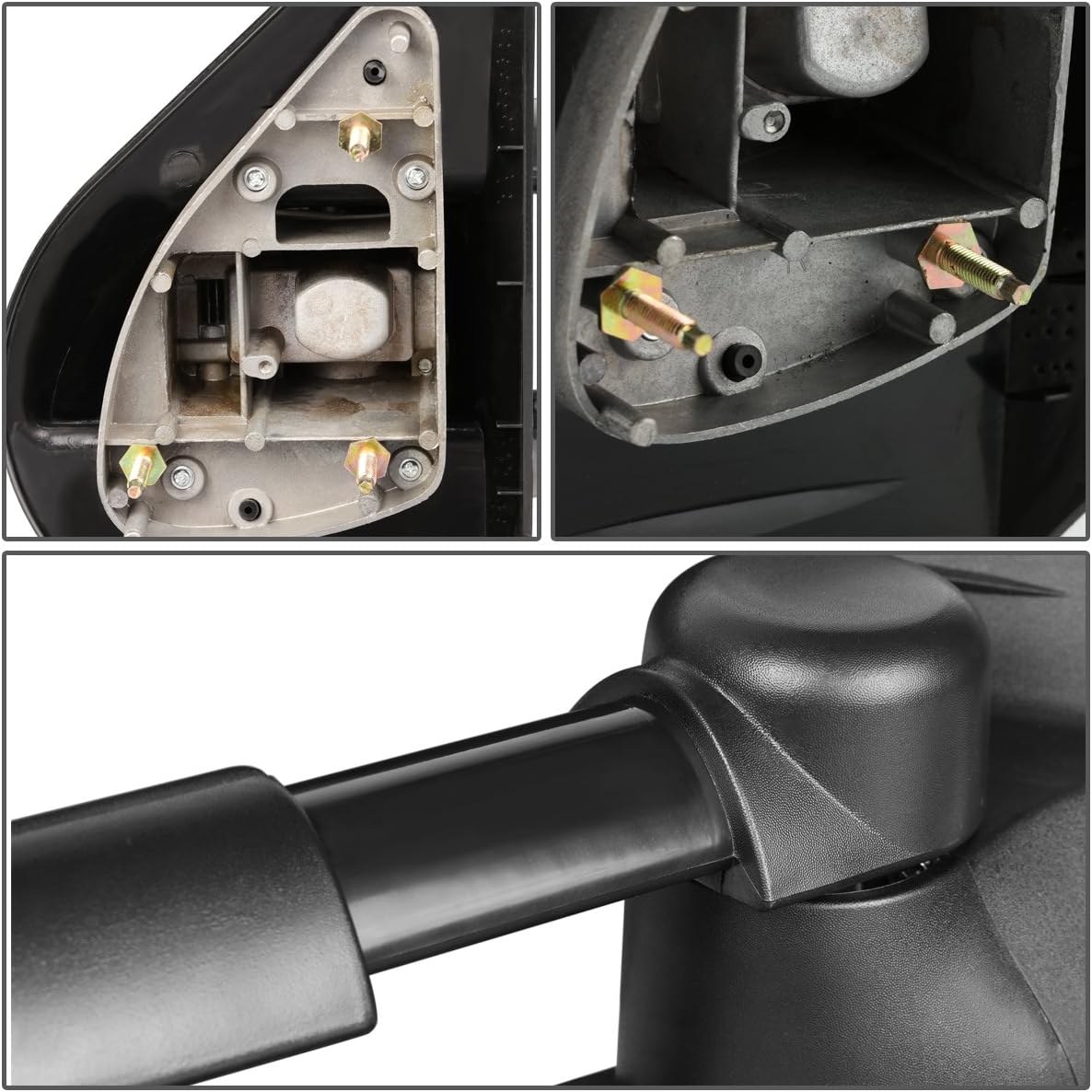 DNA Motoring TWM-003-T222-BK-R Right/Passenger Side Manual Tow Mirror Compatible with 07-13 Silverado 1500 1500HD 2500HD, Suburban 1500 2500/07-14 Silverado 3500 3500HD, Black