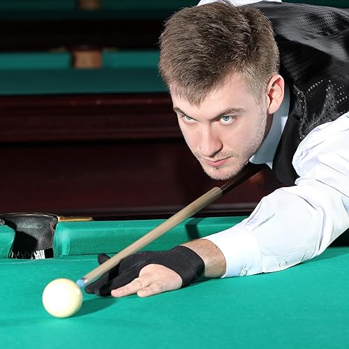 Miniatura 5 de Guantes de billar con 3 dedos, paquete de 4 guantes de billar para mano izquierda y derecha, guantes de piscina para tiradores, carom, billar, taco