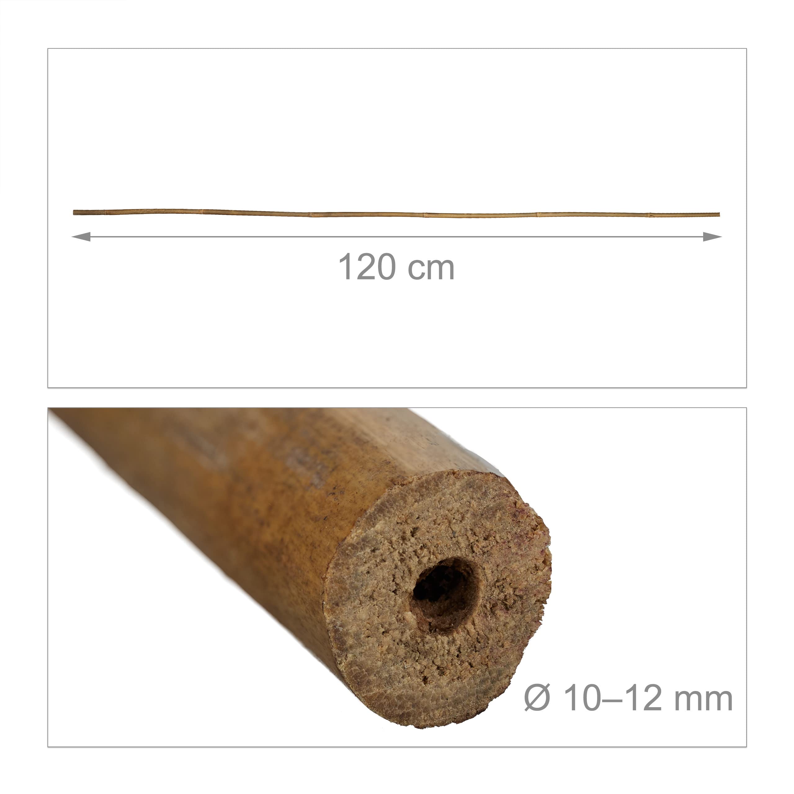 Relaxdays Canne di bambù 120 cm, Set 40 Bastoni 10-12 mm Ø, Sostegno per Piante Rampicanti o Decorazione, Marrone