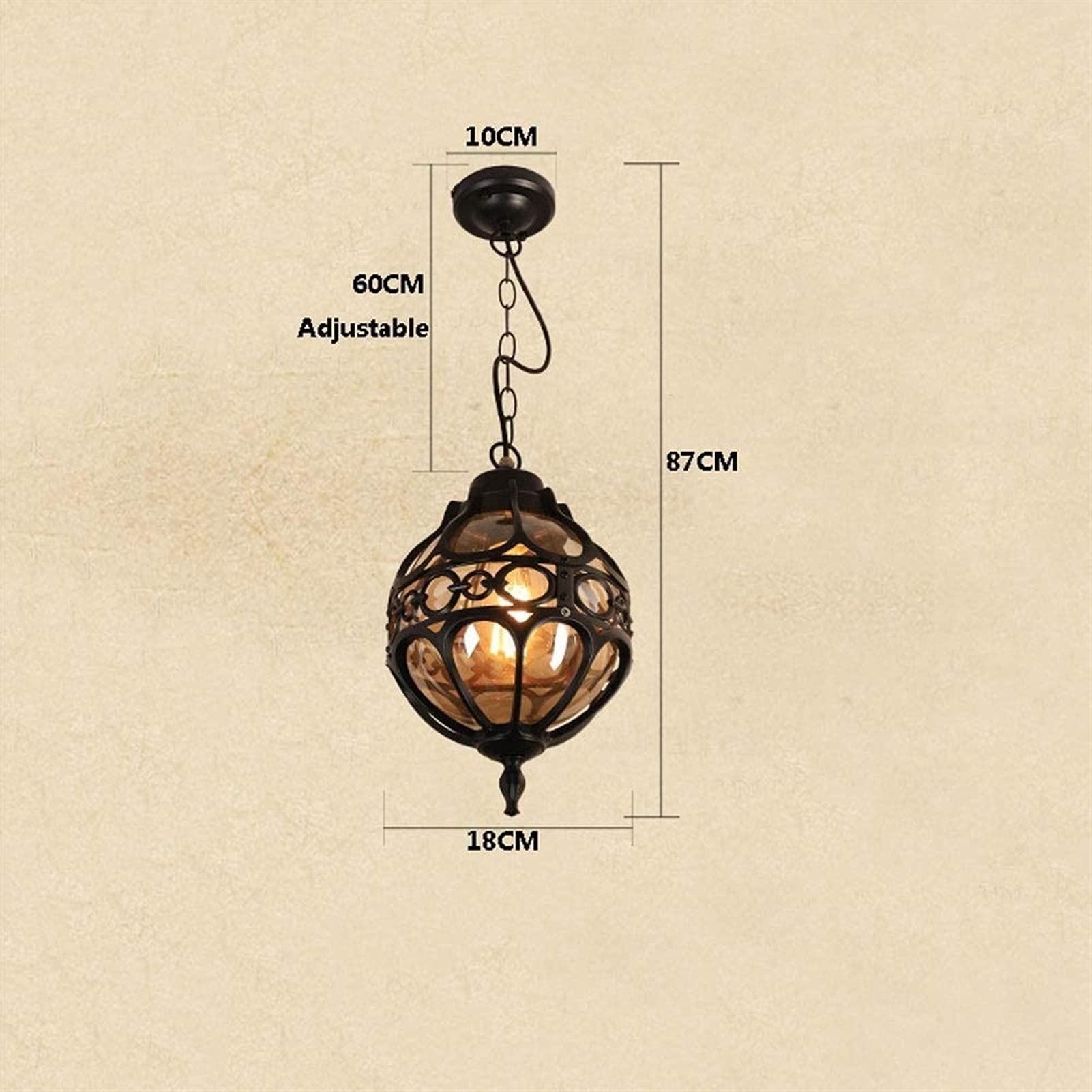 Exterior Aluminum Glass IP65 Rainproof Hanging Lantern Mediterranean Ball Waterproof Ceiling Pendant Lamp Creative Simple E27 Outside Pendant Lantern for Garden Porch Courtyard Lighting Fixture