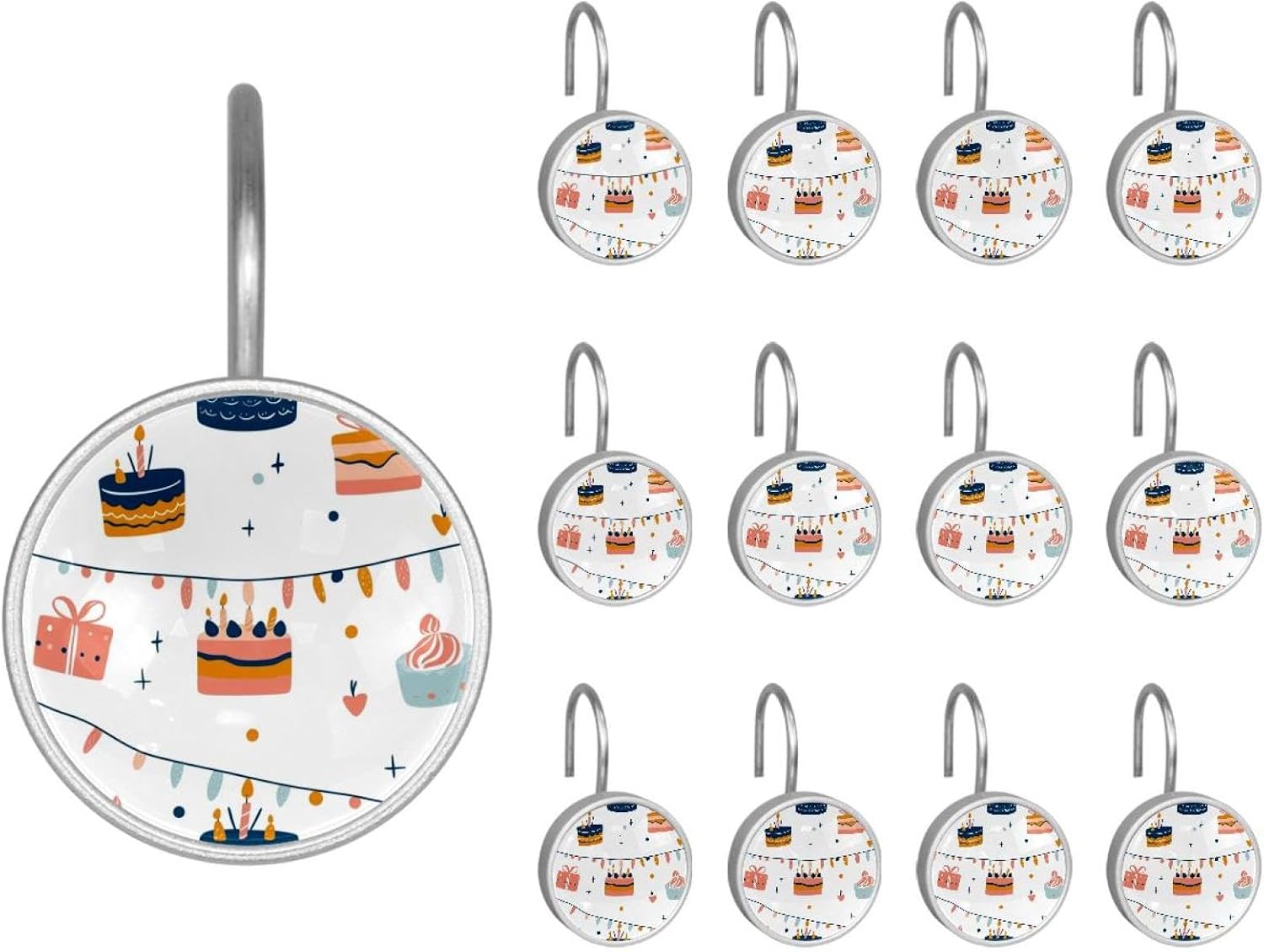 Set of 12 Shower Curtain Hooks, Shower Curtain Rings Crystal Glass Decorative Bathroom Hook, Birthday (8)